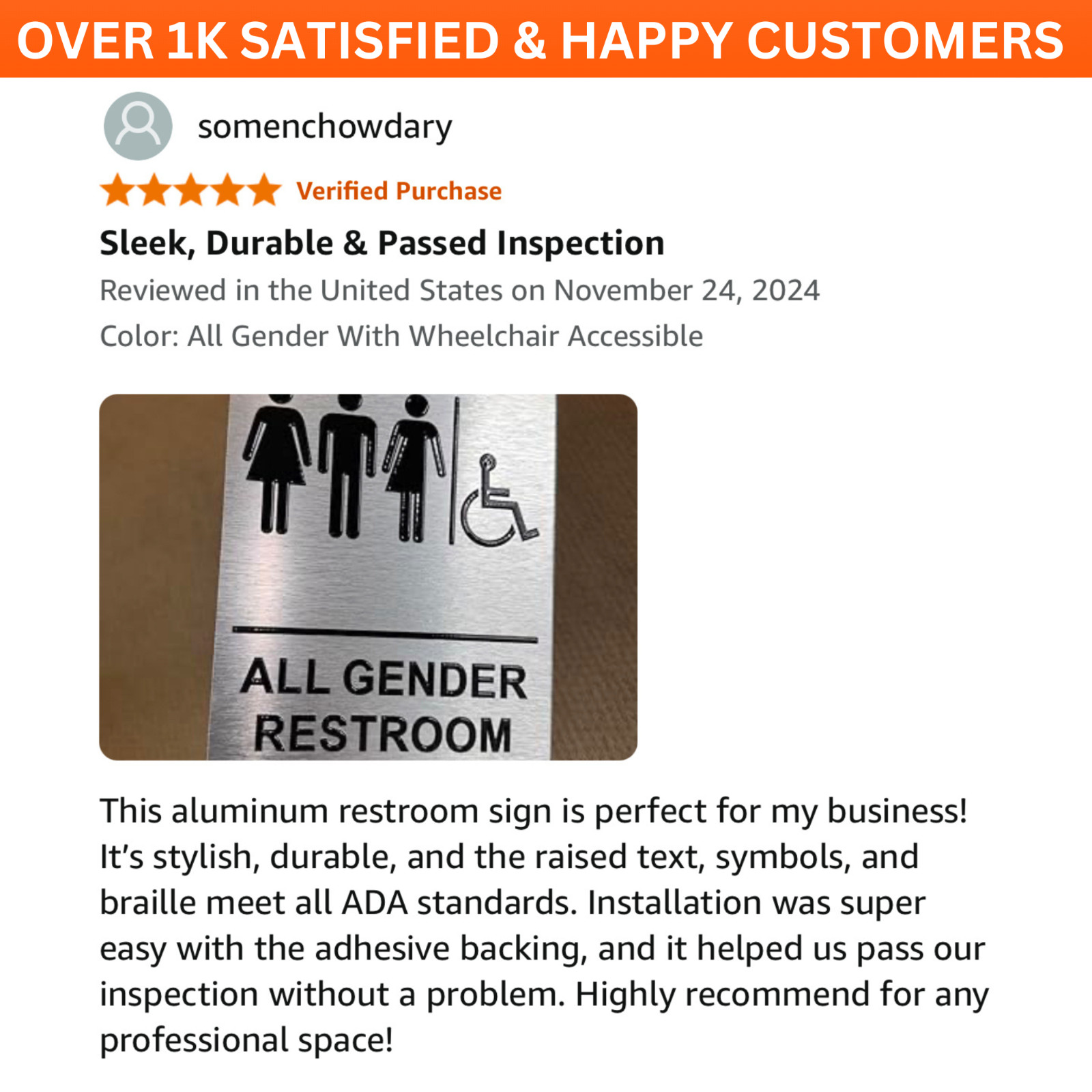 Unisex Restroom Sign with Braille, Aluminum 9 x 6″ ADA Restroom Sign
