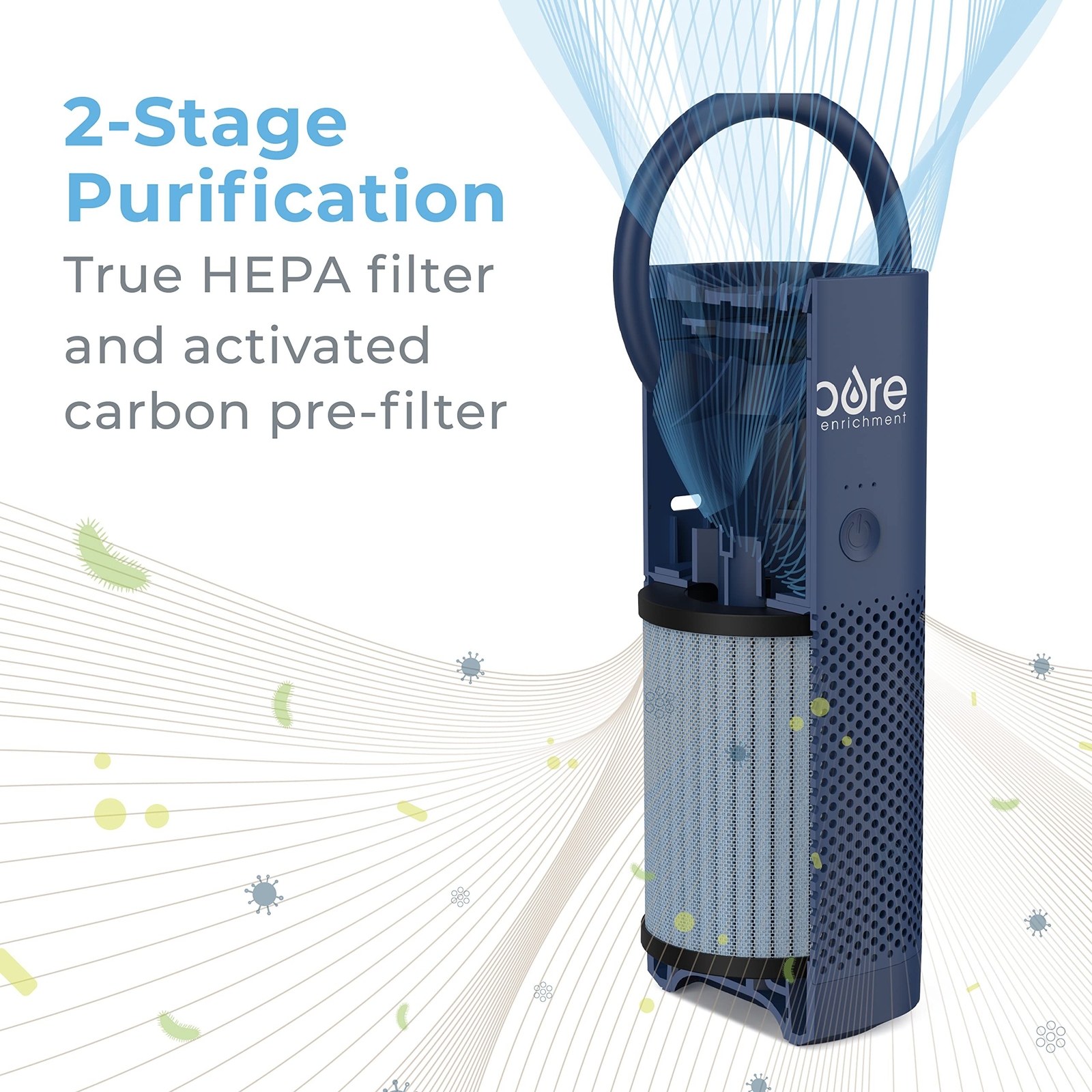 Pure Enrichment PureZone Mini Portable Air Purifier – Cordless True HEPA Filt…