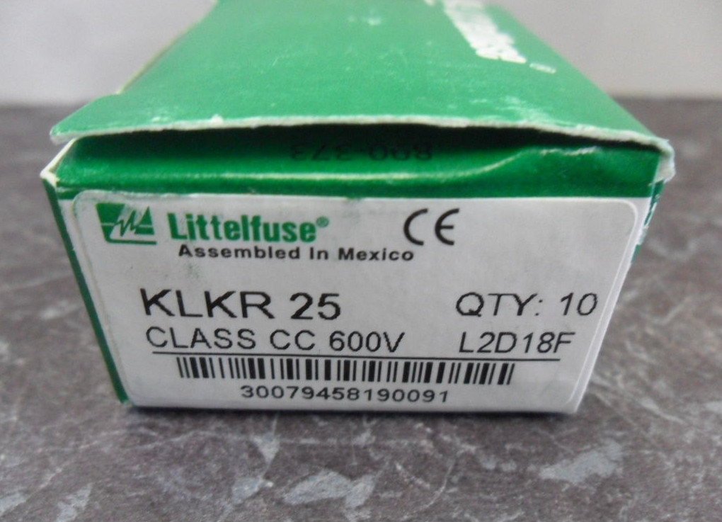 New Lot Littelfuse KLKR 25 Amp Fuses KTK R 25 Class CC 600 Volts NIB