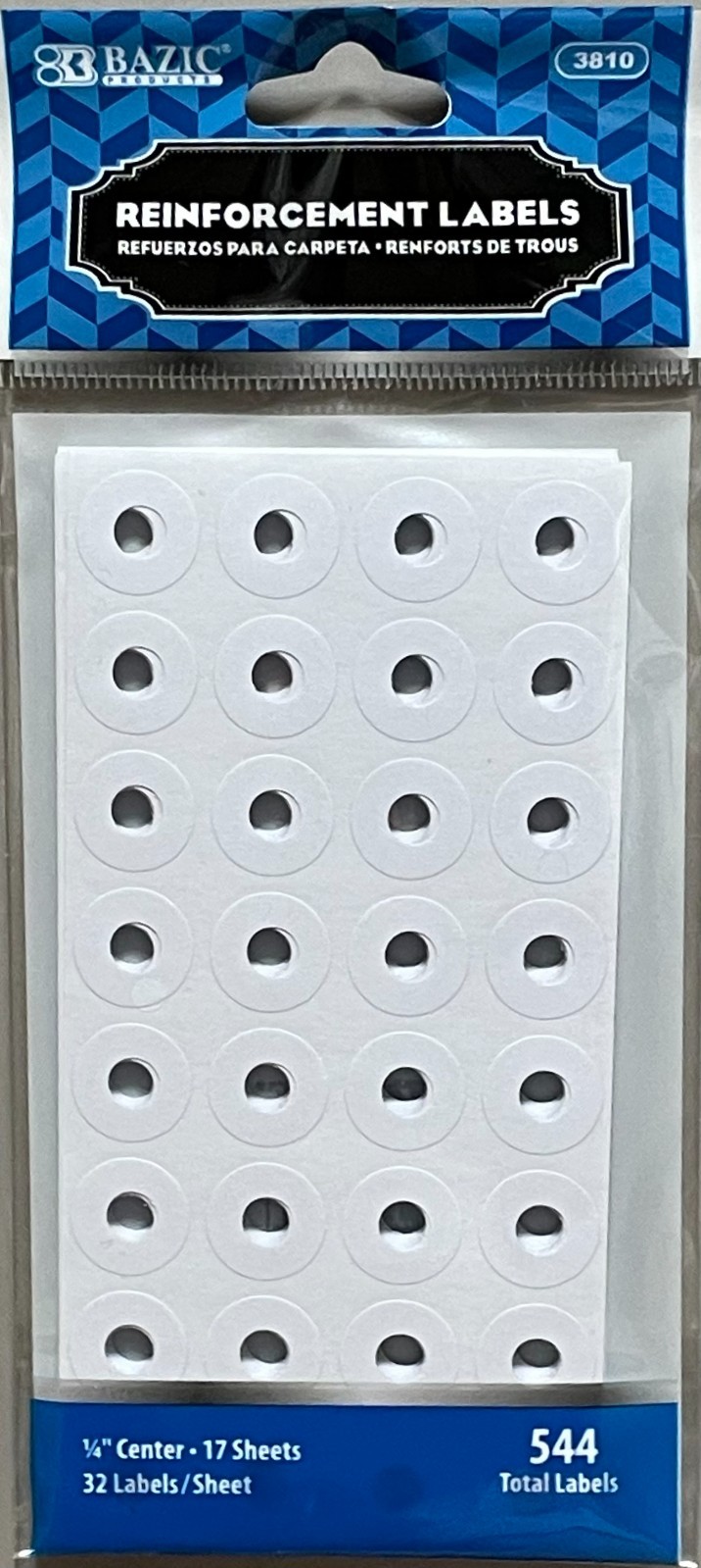 Self-Adhesive Loose-Leaf Paper Hole Reinforcements, 544 Total, White