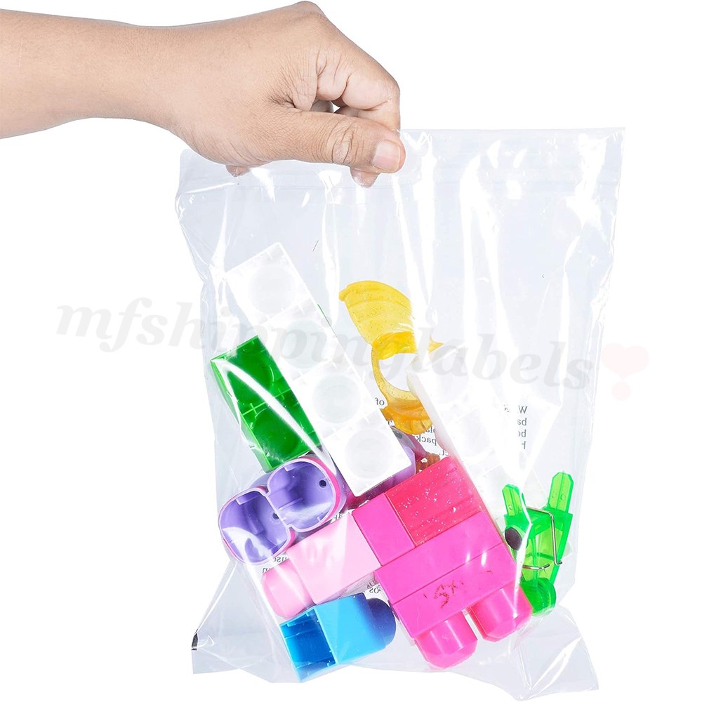 Clear Poly Bags with Suffocation Warning Self Seal Merchandise Packaging For FBA