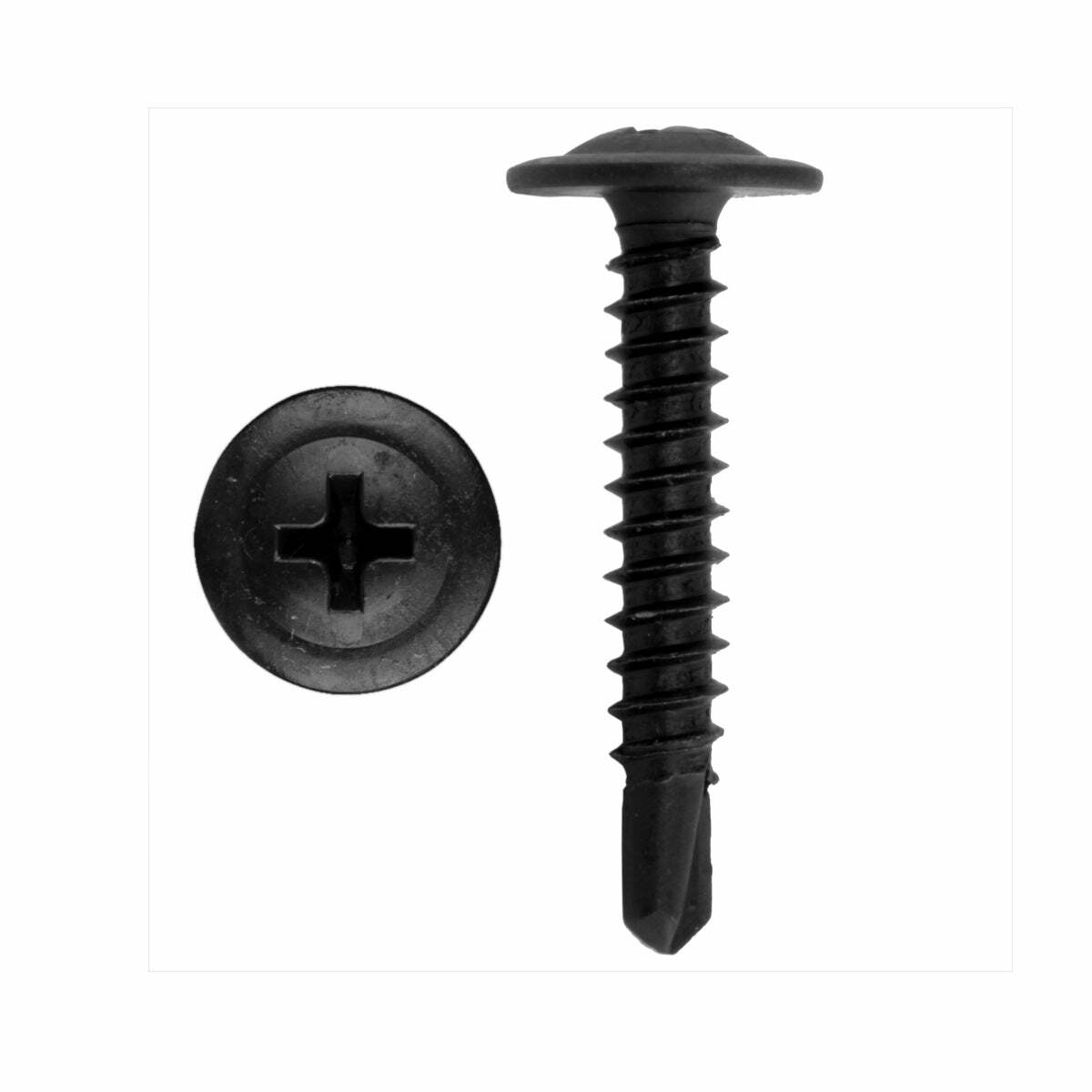 Black Phosphate Phillips Wafer Head Self Tapping/Drilling Screws 1 1/2″ (100/pk)