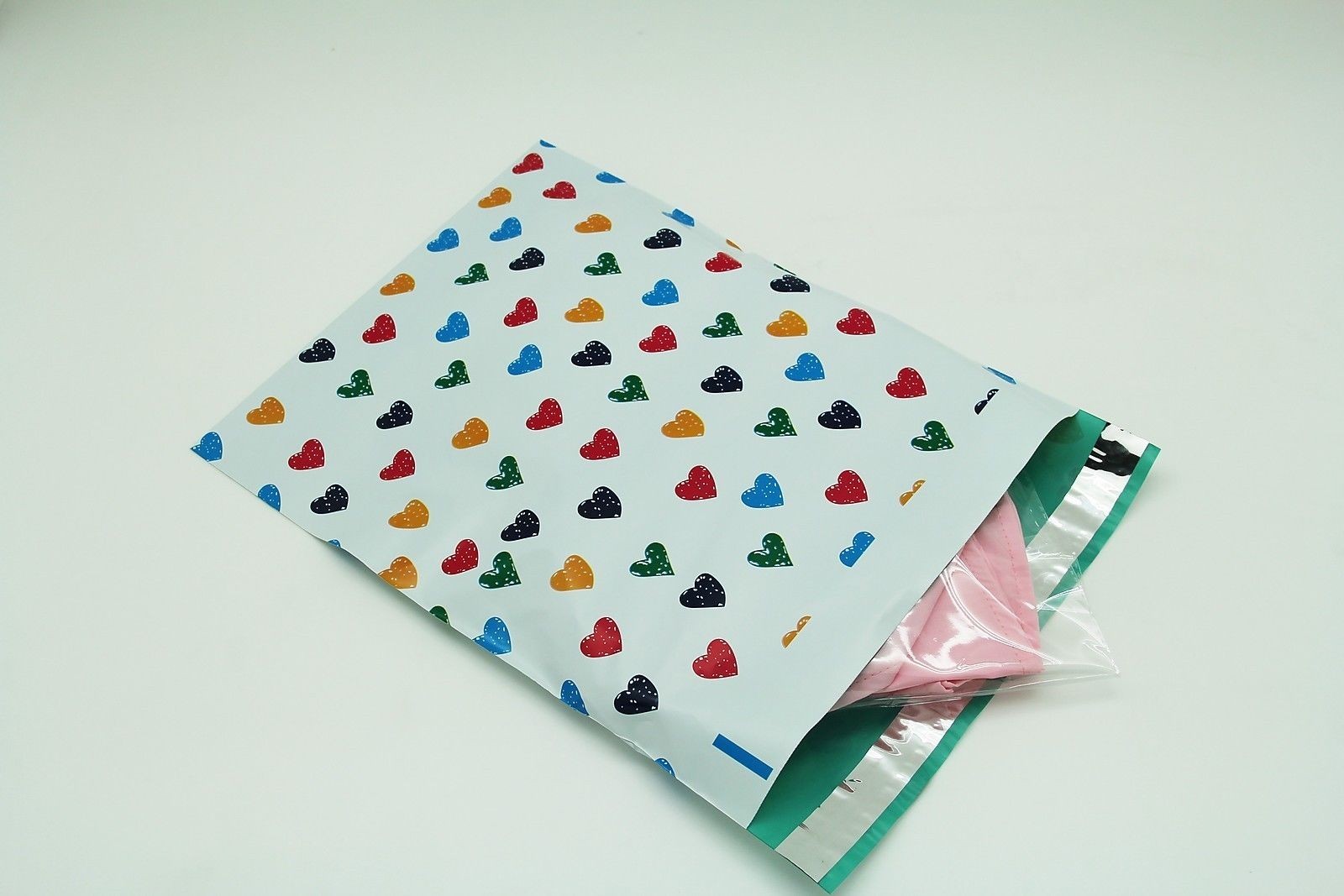 1000 14.5×19 Colorful Hearts Designer Poly Mailers Envelopes Custom Bags