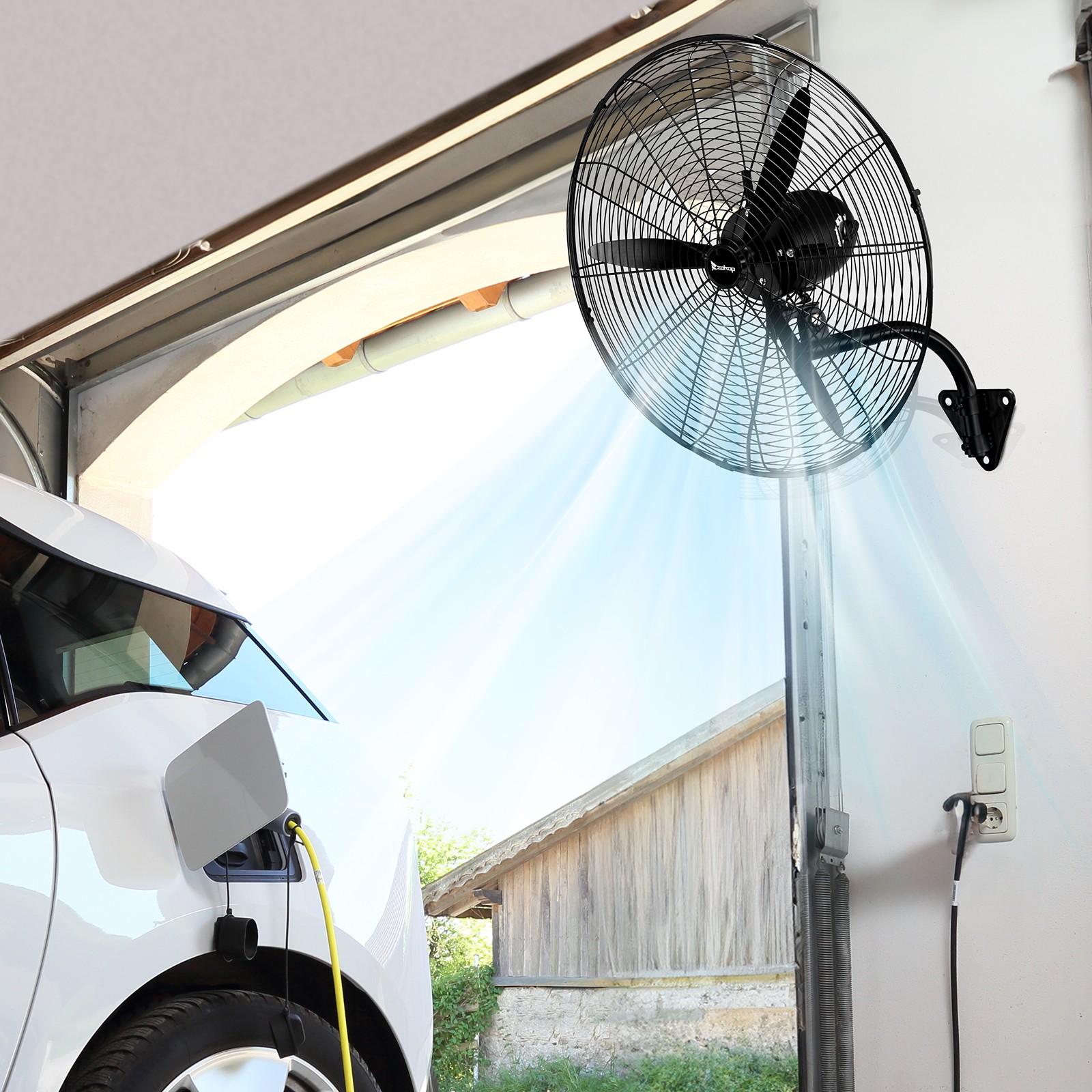 30″ Oscillating Wall Fan, 12974 CFM High Velocity Industrial Heavy Duty Shop Fan