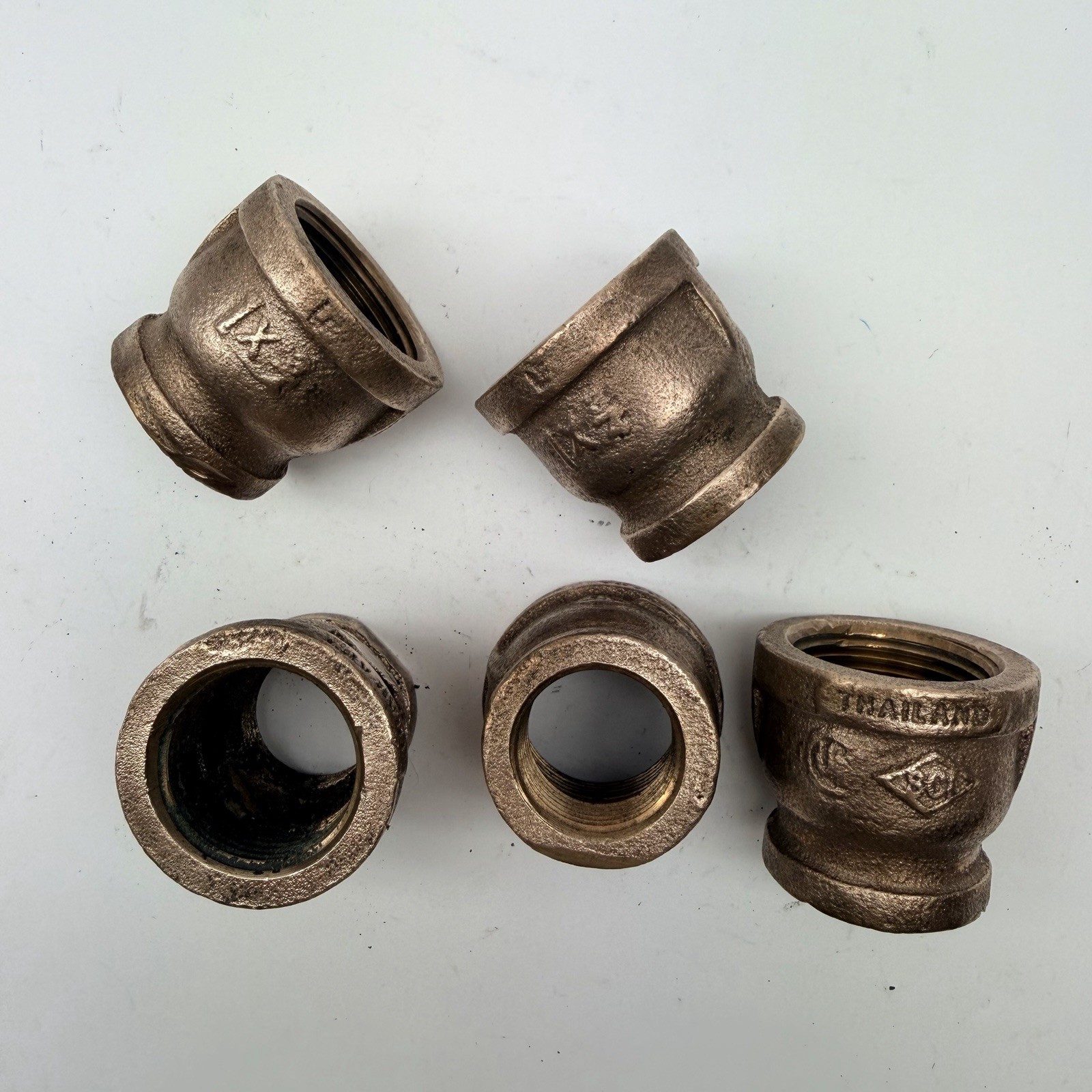 5-Pack 1″ x 3/4″ Brass Lead Free Reducing Coupling, Thailand