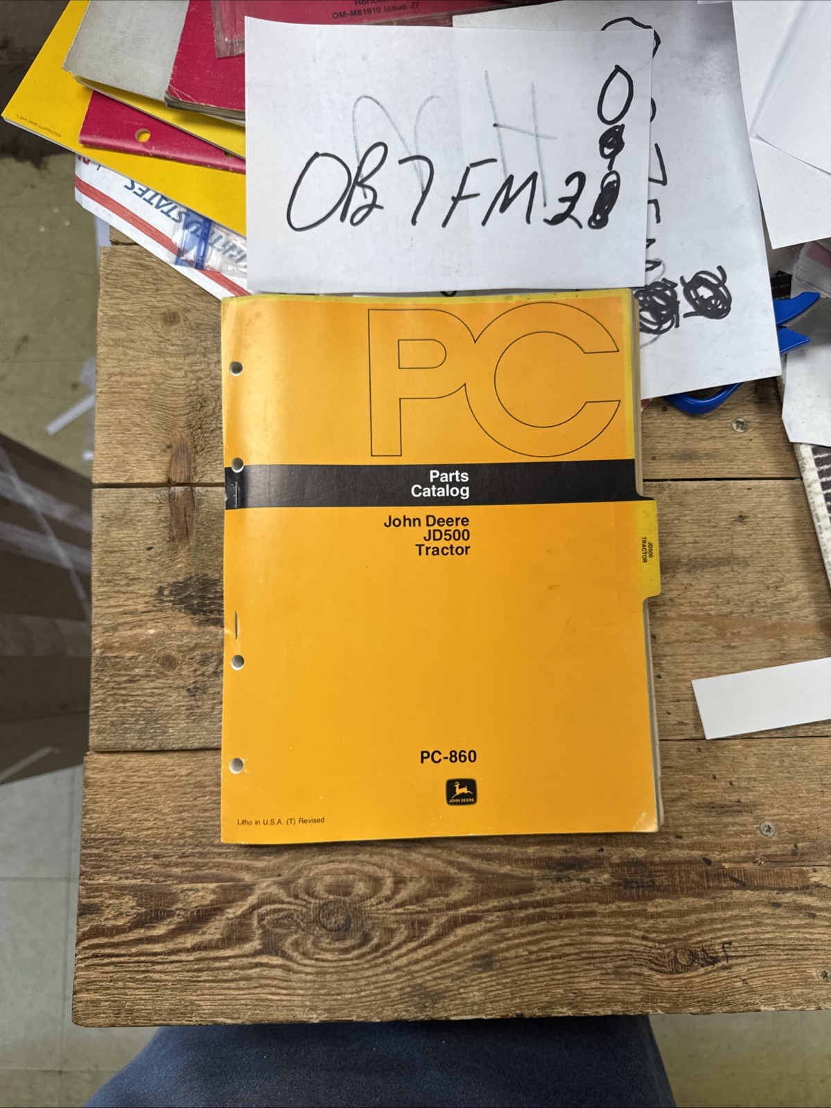 JOHN DEERE JD PARTS LIST BOOK MANUAL CATALOG JD500 TRACTOR PC-860 1978