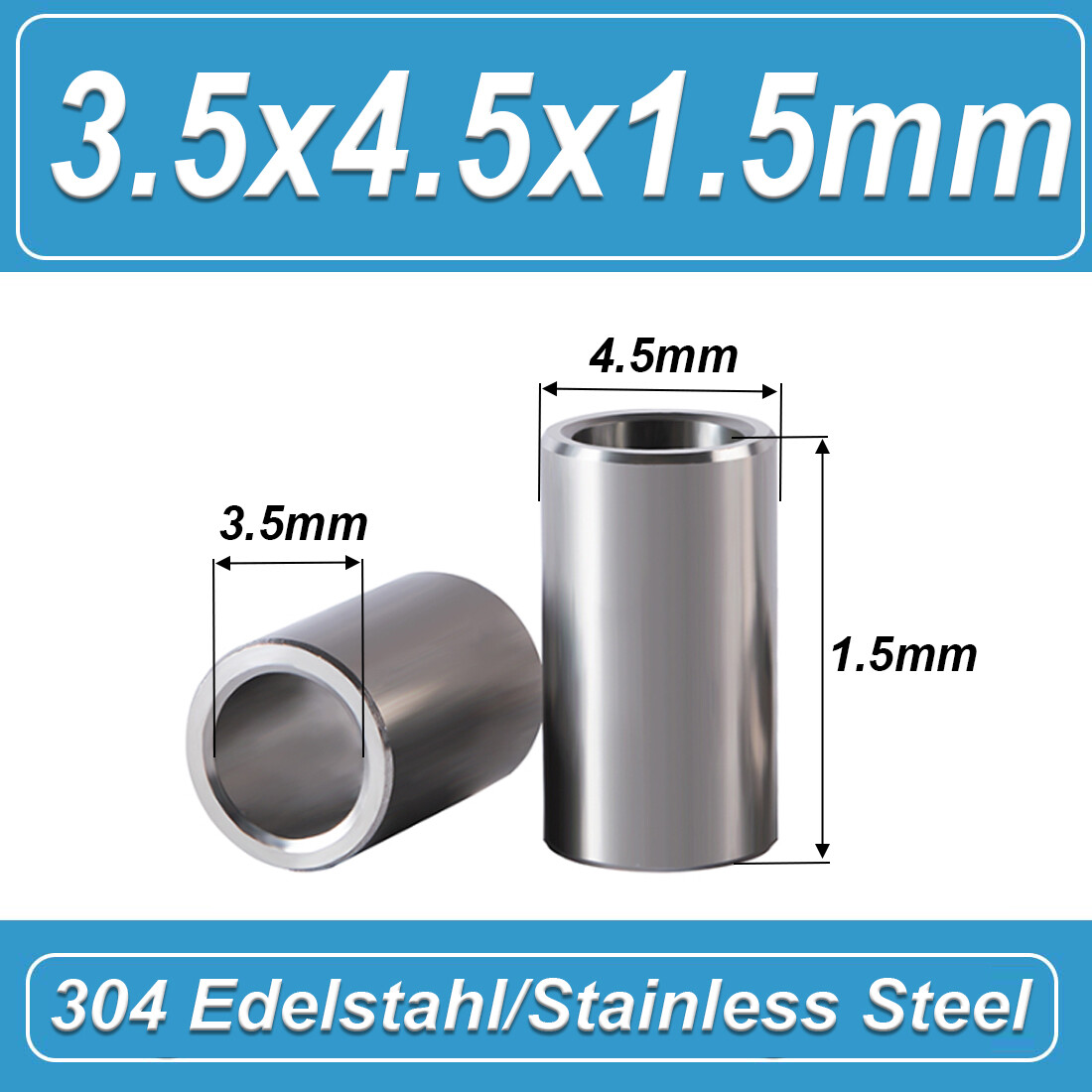 A2 Stainless Steel Spacer 3.5mm Standoff Stand Off Collars Spacers – Bar Turned