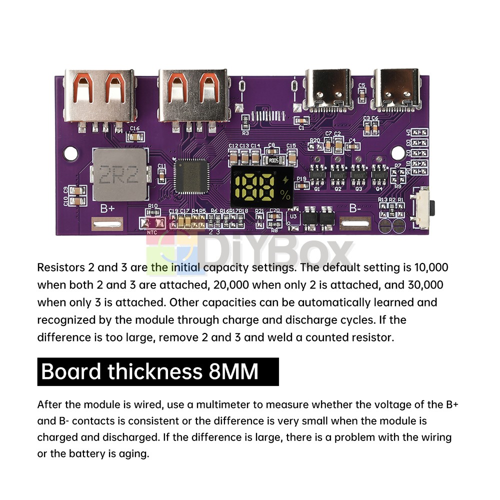 22.5W Power Bank Motherboard PD3.0 QC4.0 Fast Charging Board for Li-ion Battery