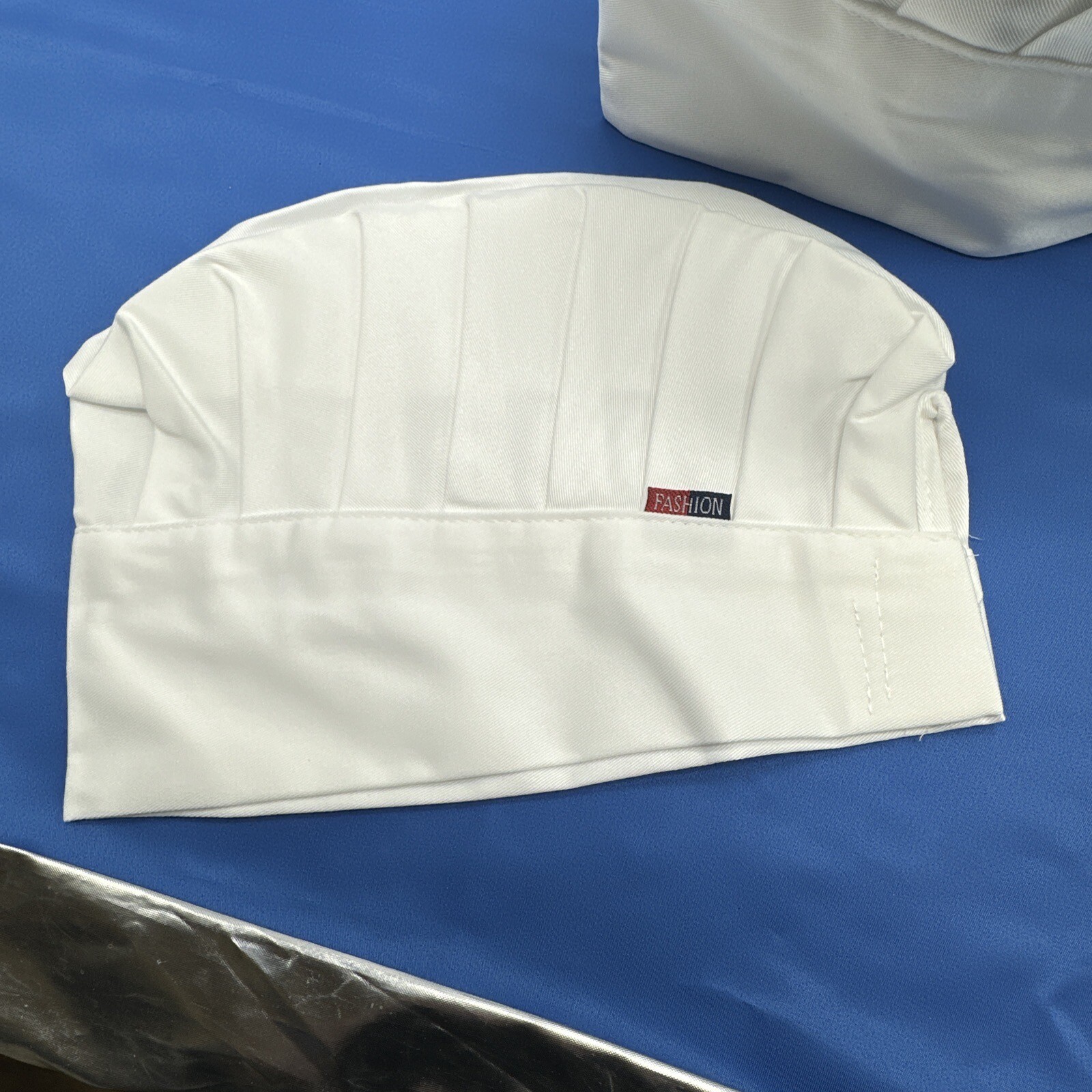 2 Chef Hat White Fashion Brand Fits 22 Inch With Elastic Stretch To 24 Inch NIP