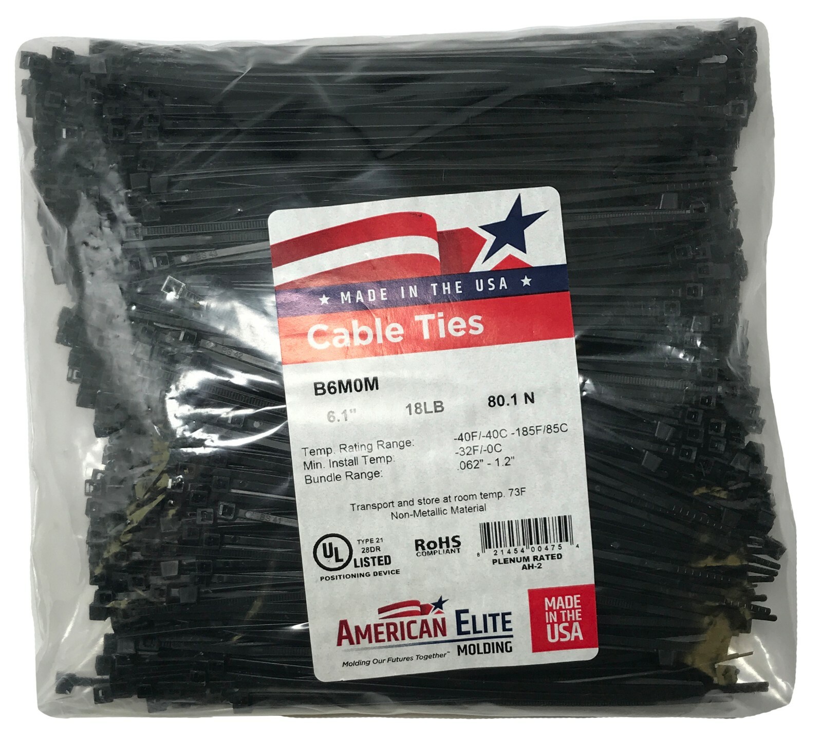 (100) Black 6″ Inch Nylon Cable Wire Wrap Zip Ties 18 LBS UV Resistant – USA