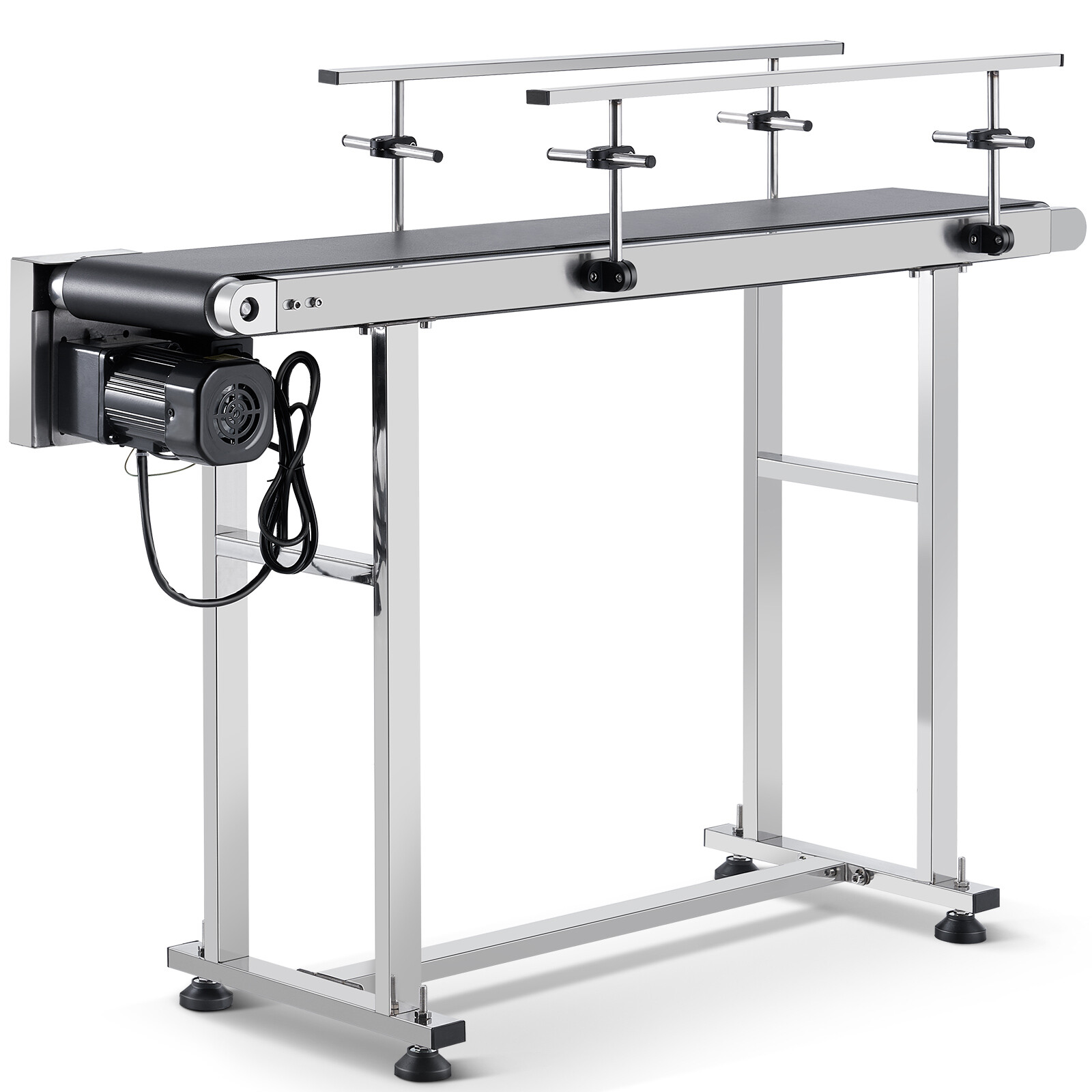 VEVOR Belt Conveyor PVC Stainless Steel Belt Conveyor 47″x7.8″ Double Guardrail