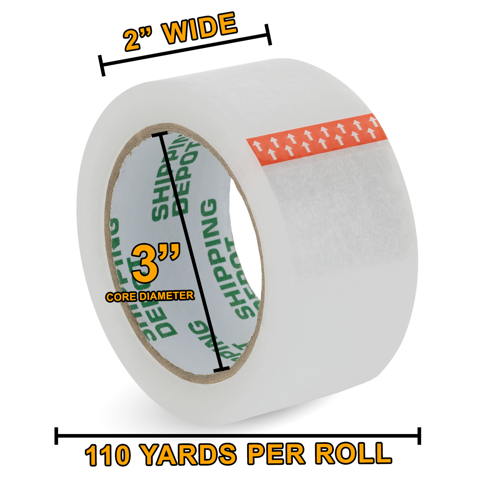 12 Rolls of Shipping Depot Carton Box Sealing Clear Packing Tape 2″ x 110 Yds