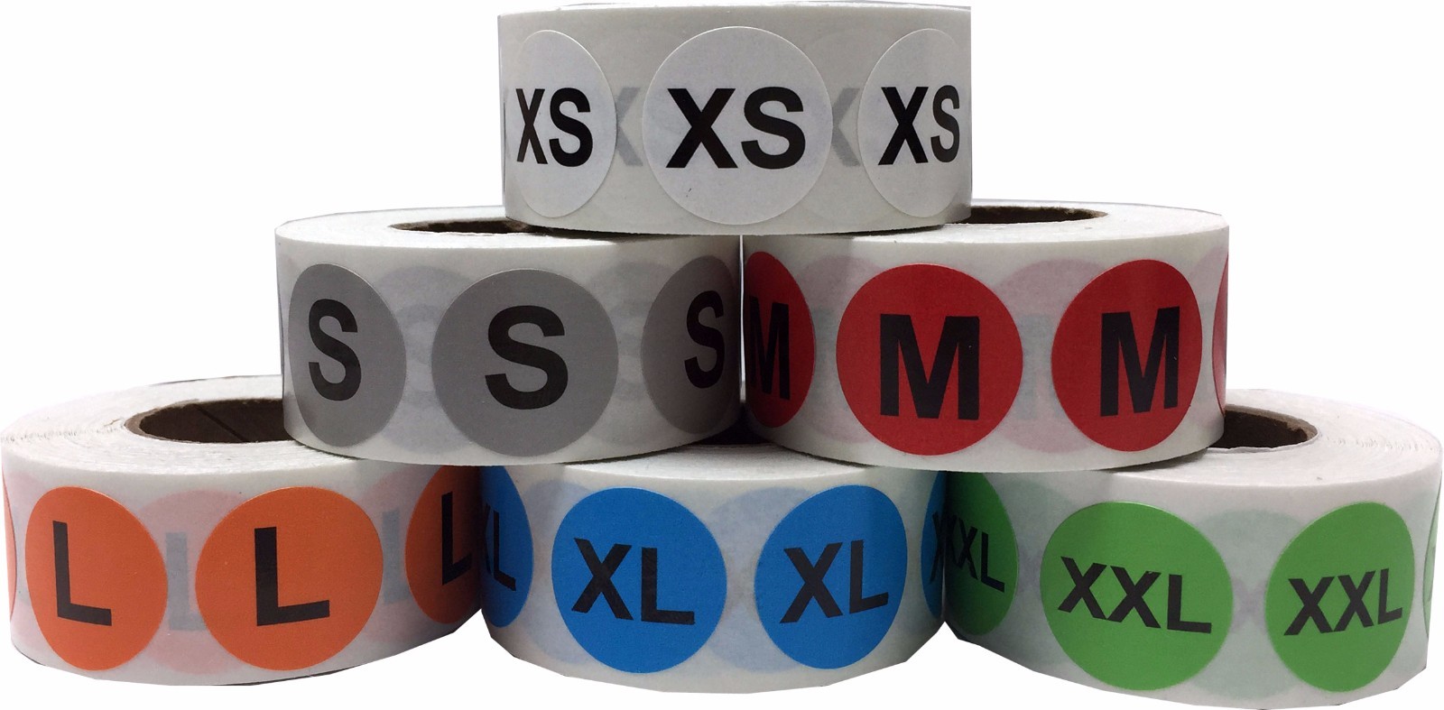 Color Clothing Size Stickers | 0.75″ Inch Round | 500 Pack | Pick One Size