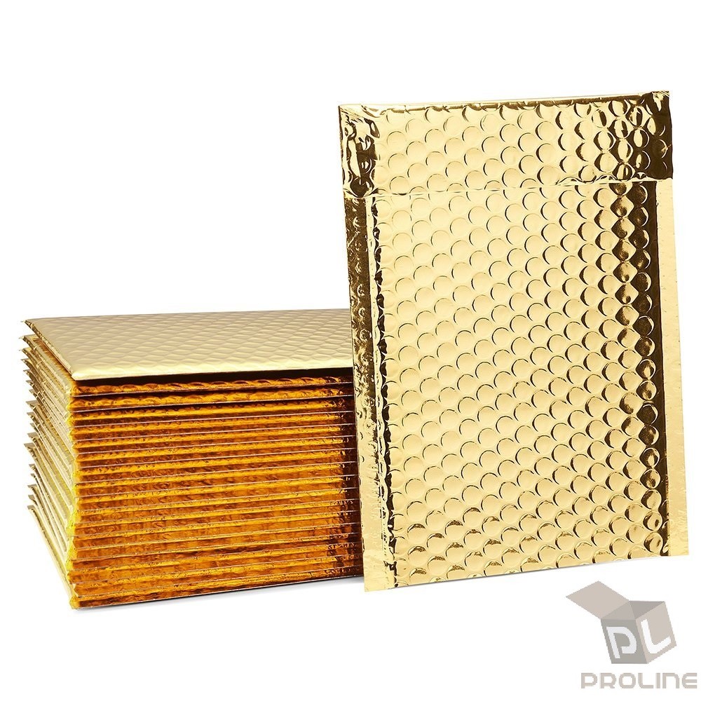 25 Extra Wide #0 Metallic Gold Poly Bubble Mailers 6.5″ x 10″ Perfect for DVD CD