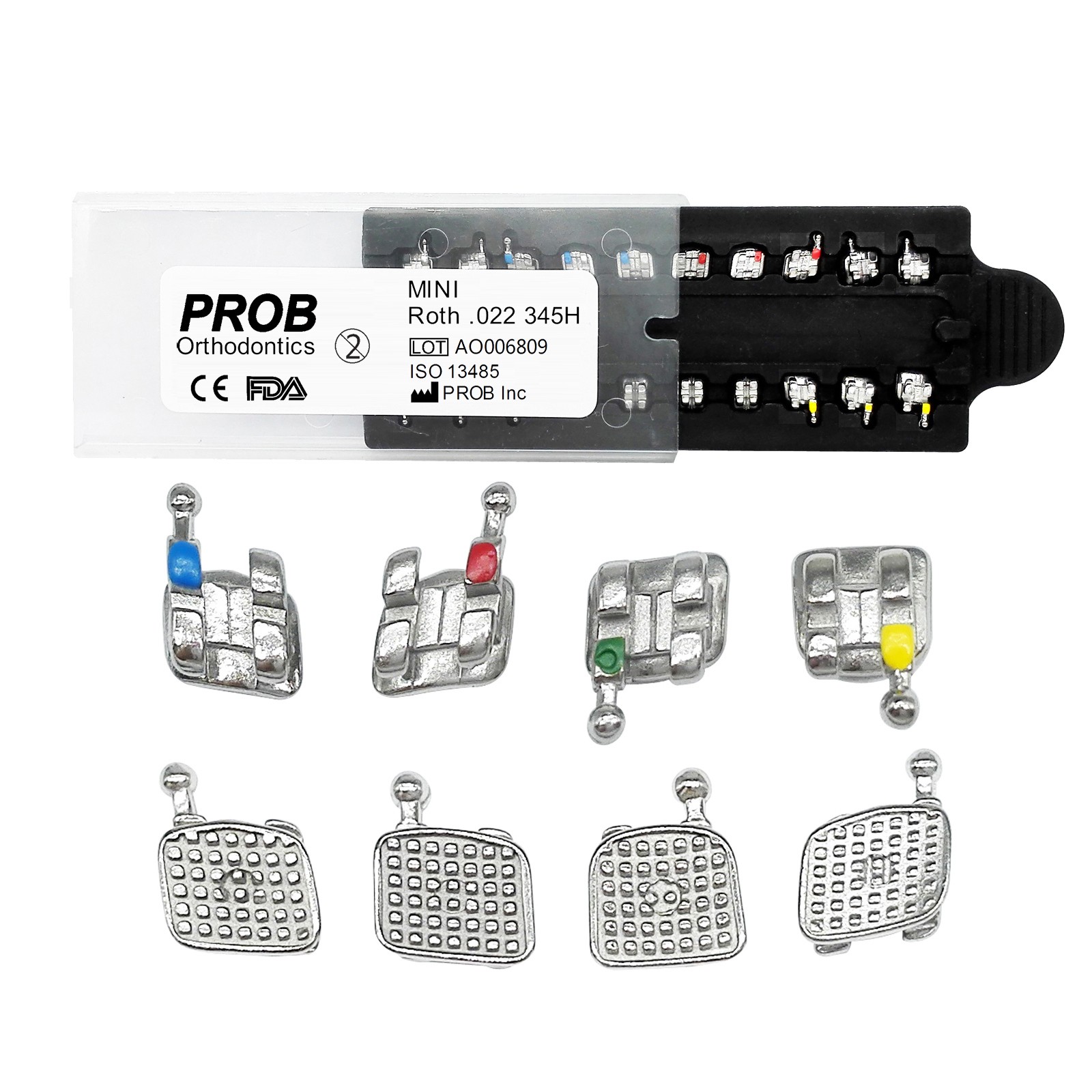 PROB Orthodontic Dental Brackets Braces Mini Standard Roth MBT.022/.018 Hooks