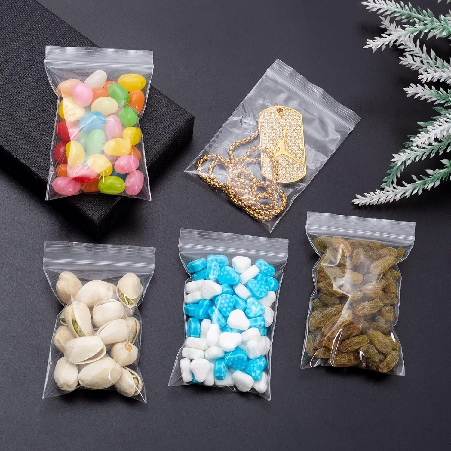 400 Clear Mini Zip Lock Bags 4 Sizes Small Plastic Baggies for Jewelry Pills Bea