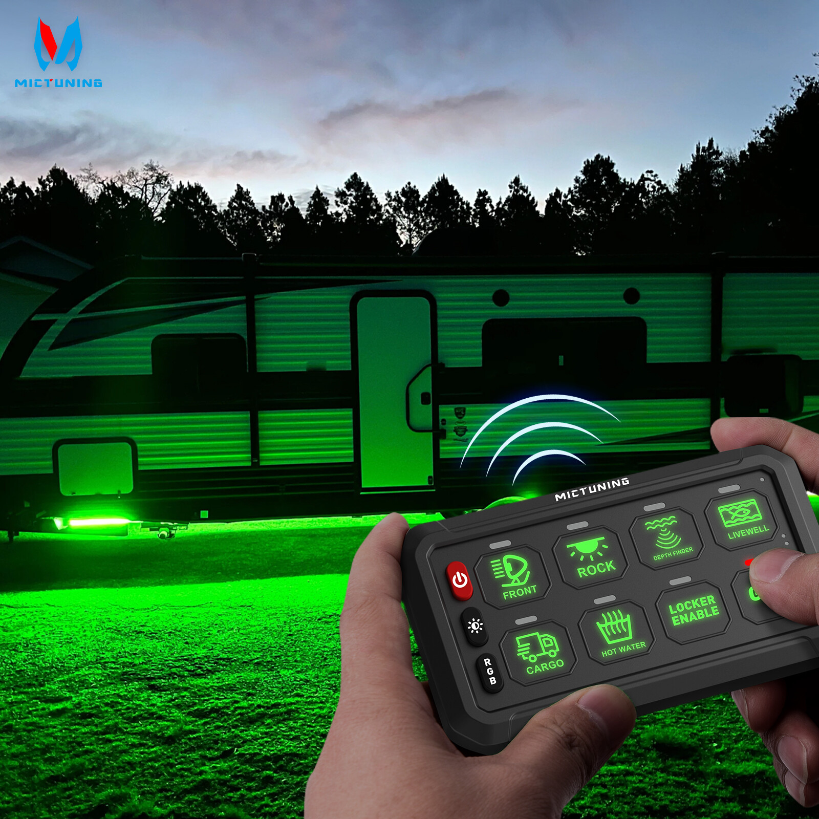 MICTUNING LED Wireless Switch Panel 4/6/8/12 Gang Remote/APP Control Circuit Box