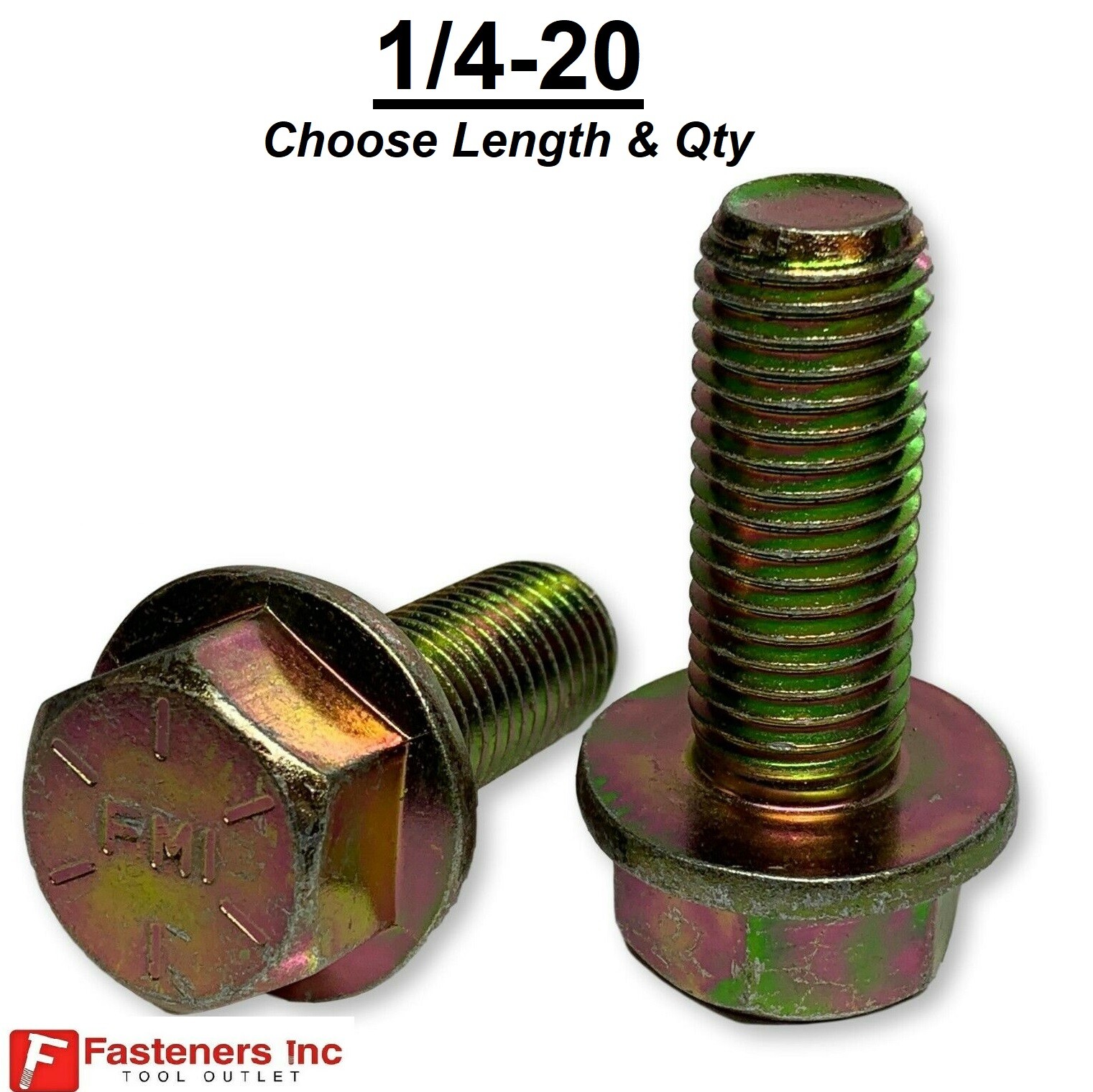 1/4″-20 Grade 8 Flange Frame Bolt Yellow Zinc Plated (All Sizes & Qty’s) 1/4″