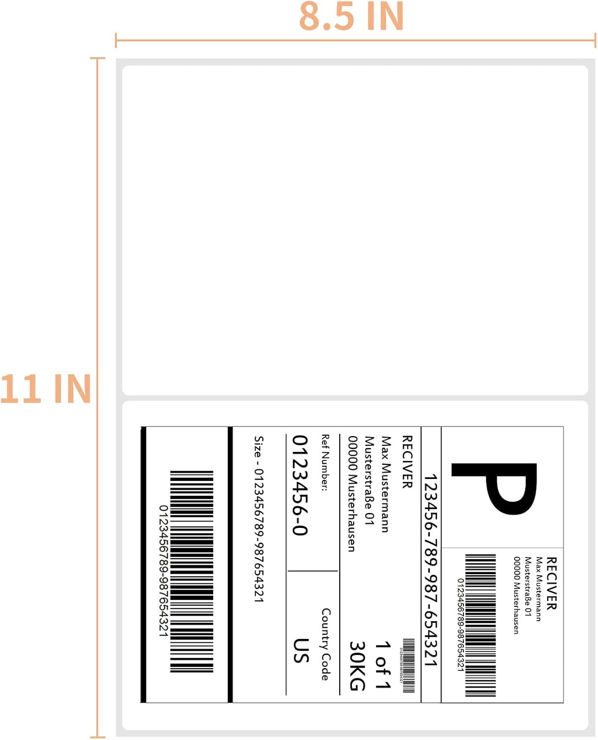 Shipping Labels with Rounded Corner, 8.27 X 5.32 Inches Half Sheet Self Adhesive