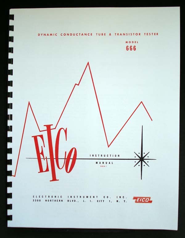 EICO 666 Tube Tester Manual with 1978 Test Data