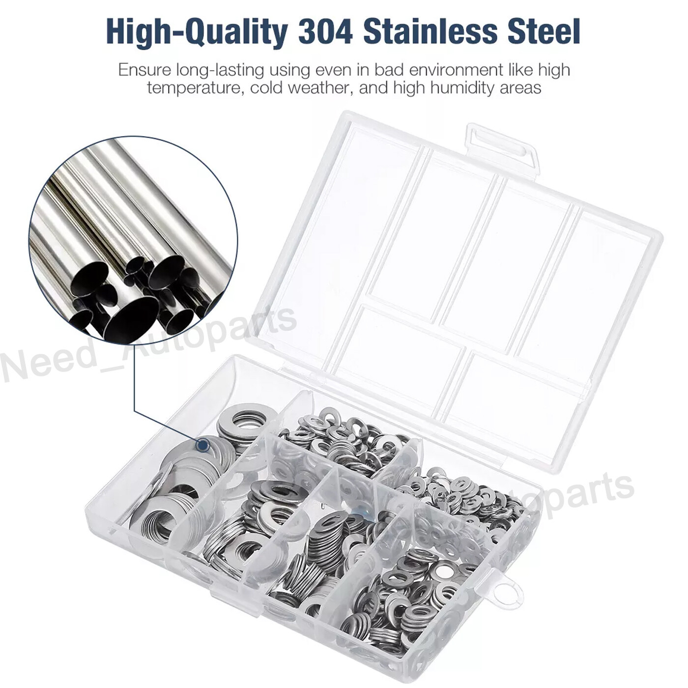 660 PCS of 304 Stainless Steel Washers Flat Washer Assortment Set Kit 6 Sizes