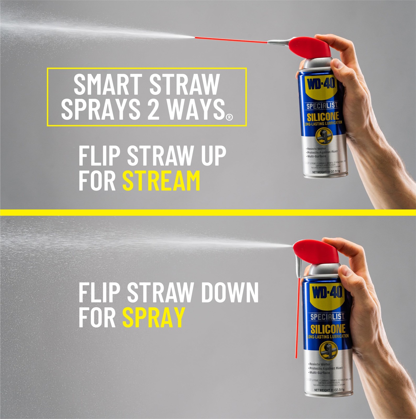 WD40 Specialist Silicone Lubricant with SMART STRAW SPRAYS 2 WAYS, 11 OZ