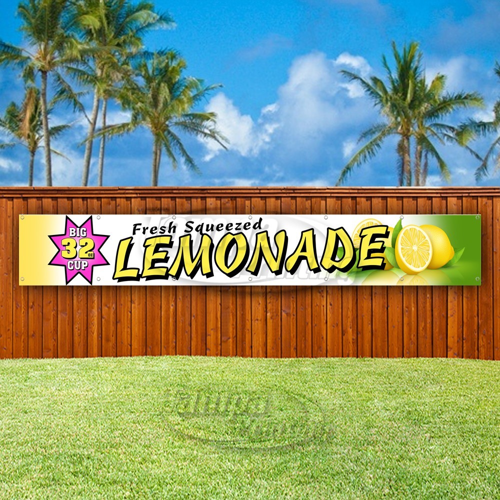 FRESH SQUEEZED LEMONADE 32OZ Advertising Vinyl Banner Flag Sign USA XL01601