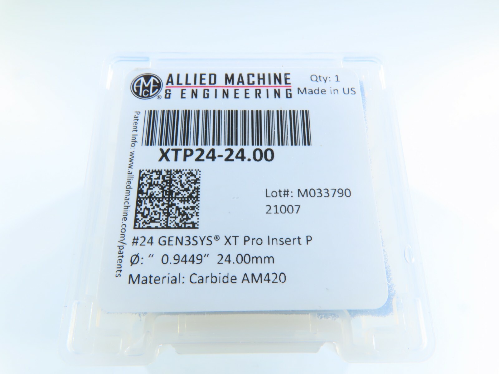 LOT ( 3 ) ALLIED XTP24-24.00 CARBIDE SPADE DRILL INSERT .9449″ GEN3SYS XT PRO