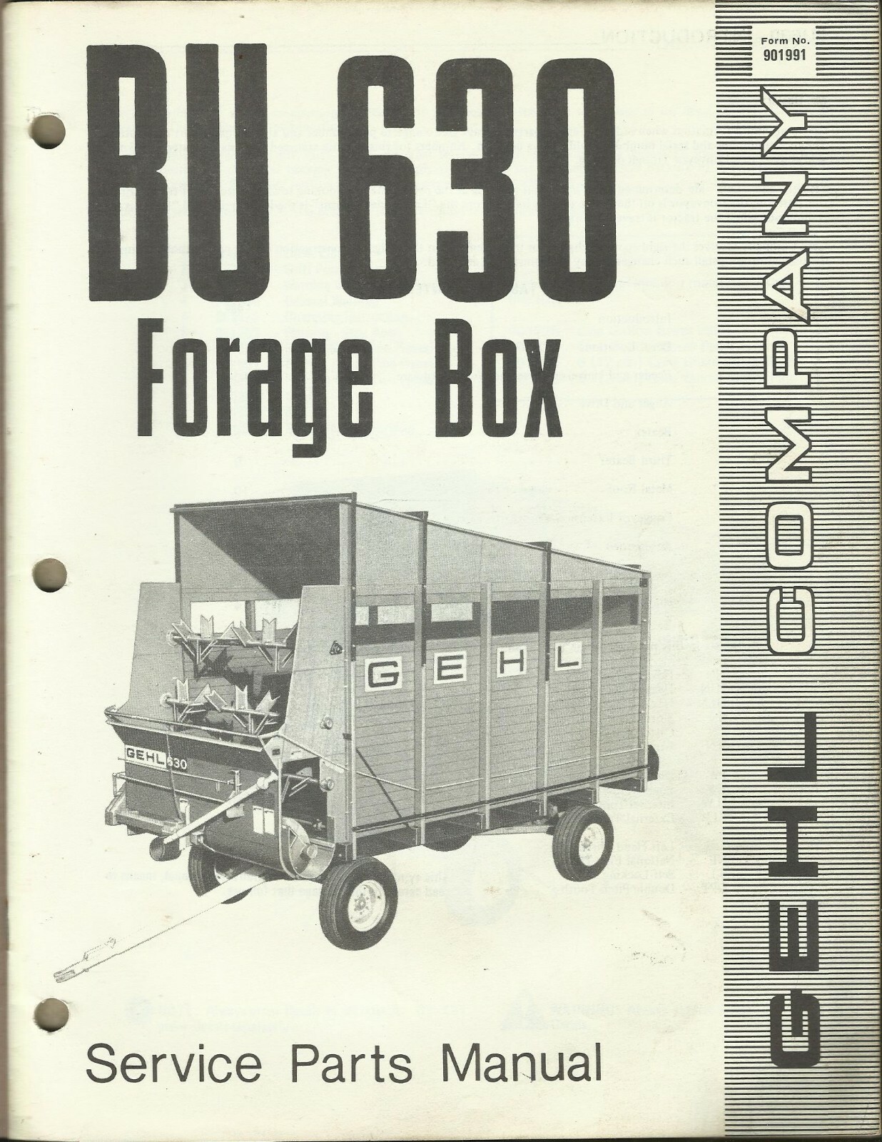 GEHL COMPANY FORAGE BOX BU 630 Form No.901991 Tractor Parts Manual