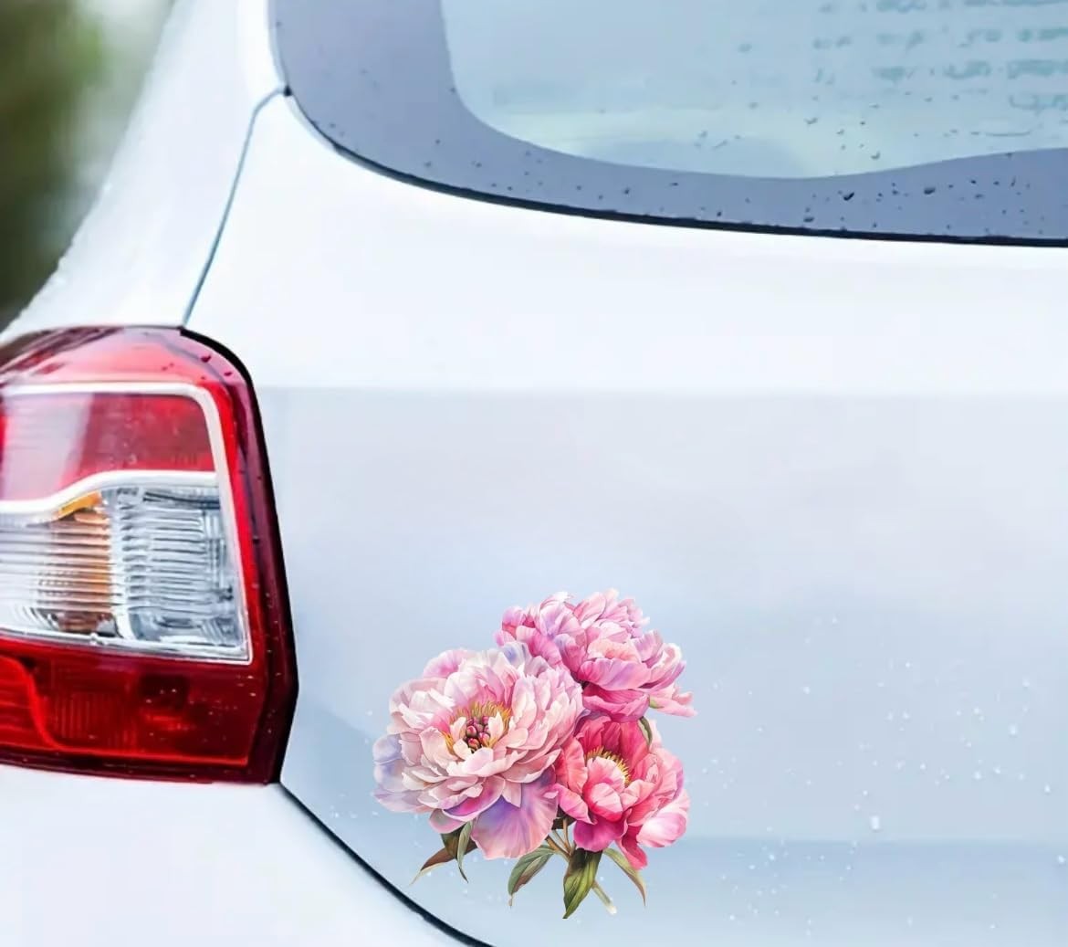 Removable Pink Peonies Vinyl Decal, Waterproof Flower Sticker for Model: Pink