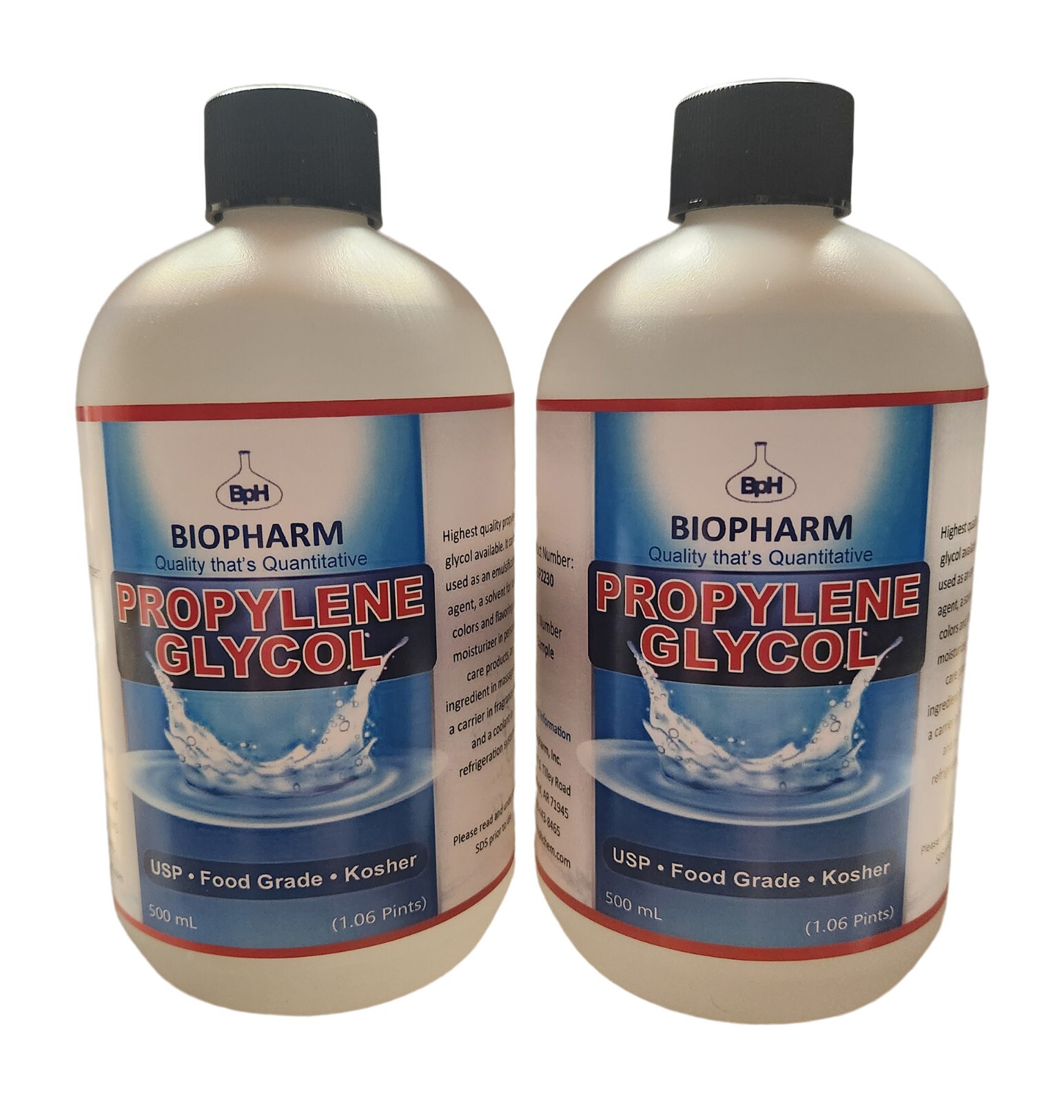 Propylene Glycol USP, Kosher, Food Grade 2-Pack 500 mL each
