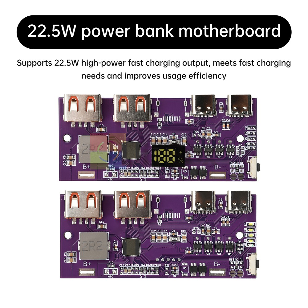 22.5W Power Bank Motherboard PD3.0 QC4.0 Fast Charging Board for Li-ion Battery