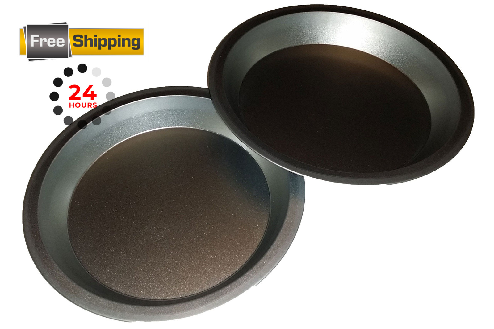 Two 9 inch Pie Pans a Heavy weight steel none stick bakeware 1 Pack, Brown