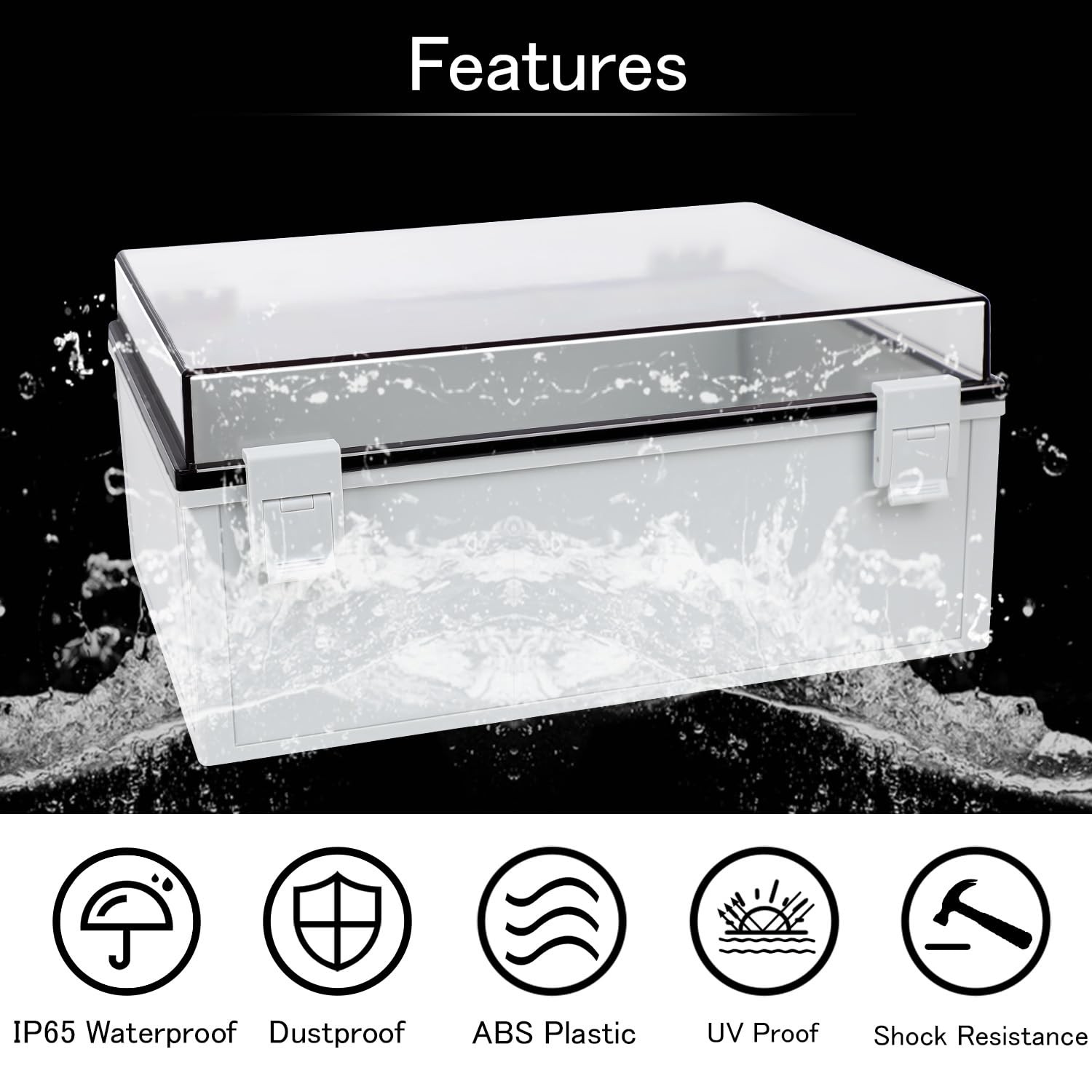 HoHaing Junction Box IP65 Waterproof ABS 15.7″ x 11.8″ x 7.1″, Clear Cover