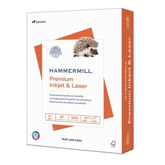Hammermill Premium Printer Paper, 24lb,8.5×11,White,1 Ream ,500 Sheets.