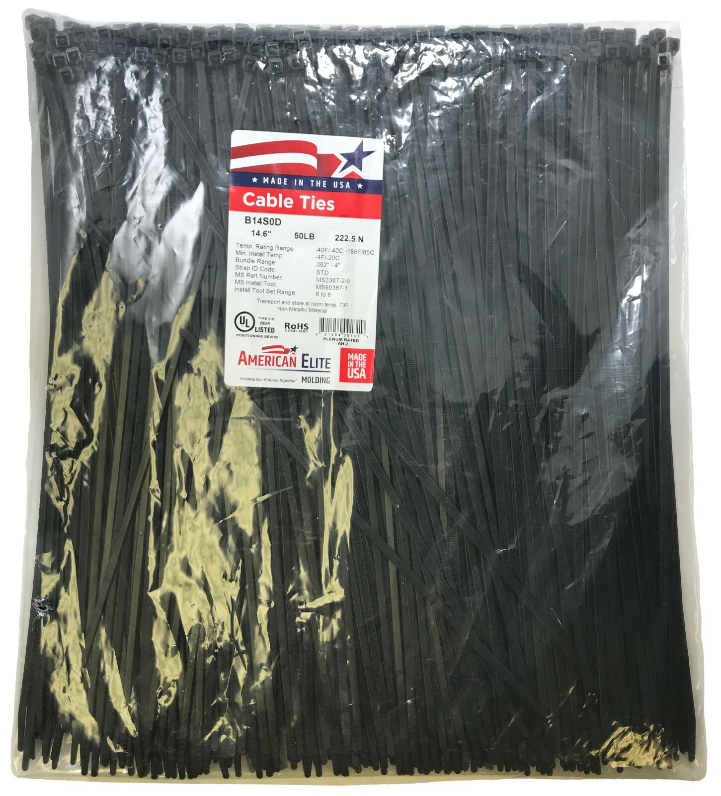 (500) Black 14″ Inch Nylon Cable Wire Wrap Zip Ties 50 LBS UV Resistant – USA