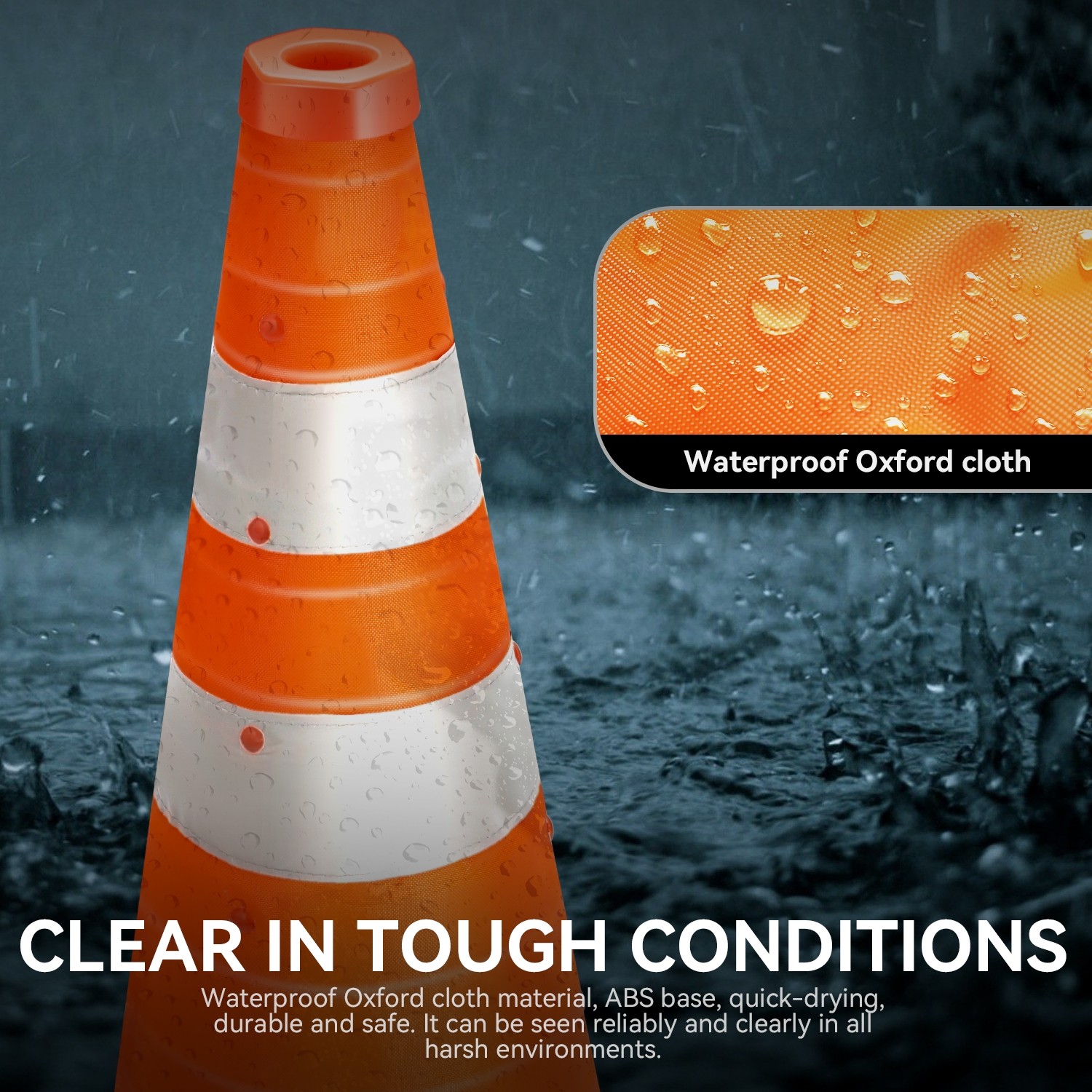 2 Pack 18 Inch Foldable Collapsible Traffic Safety Cones with Heavy-Duty Base