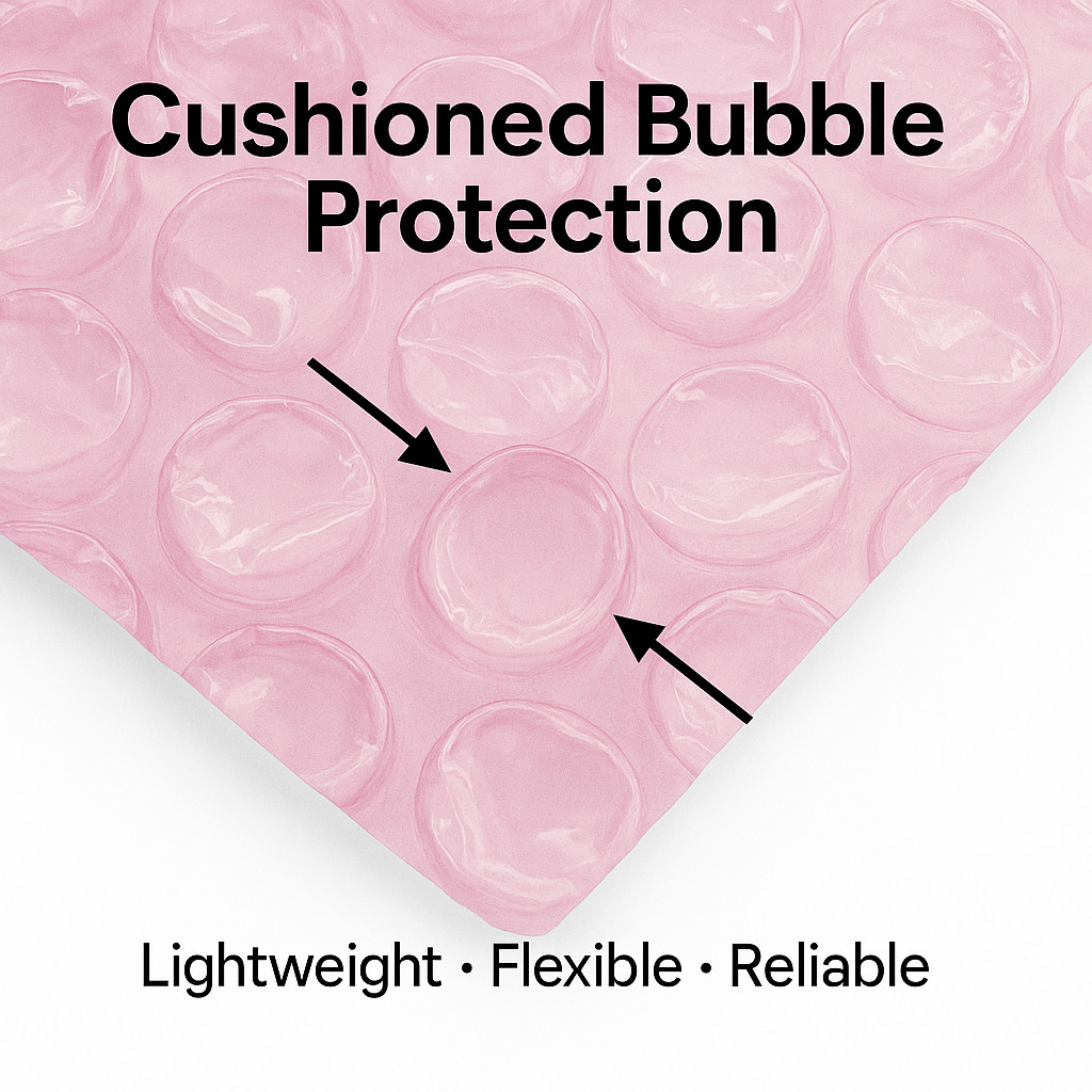 12×15.5 Pink Anti-Static Bubble Pouches Self Seal 3/16″ Poly Bags