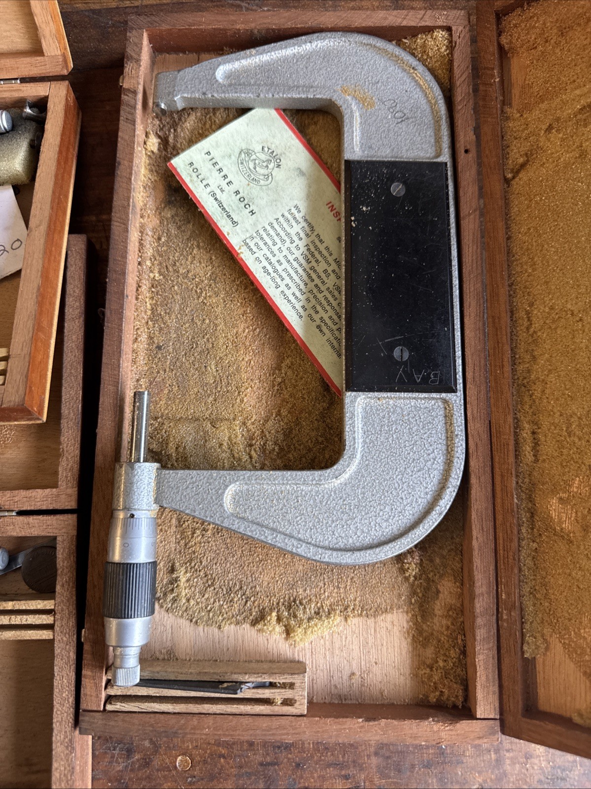 Etalon Switzerland Outside Micrometer Set 0-5” 0001″ w/ Cases A30