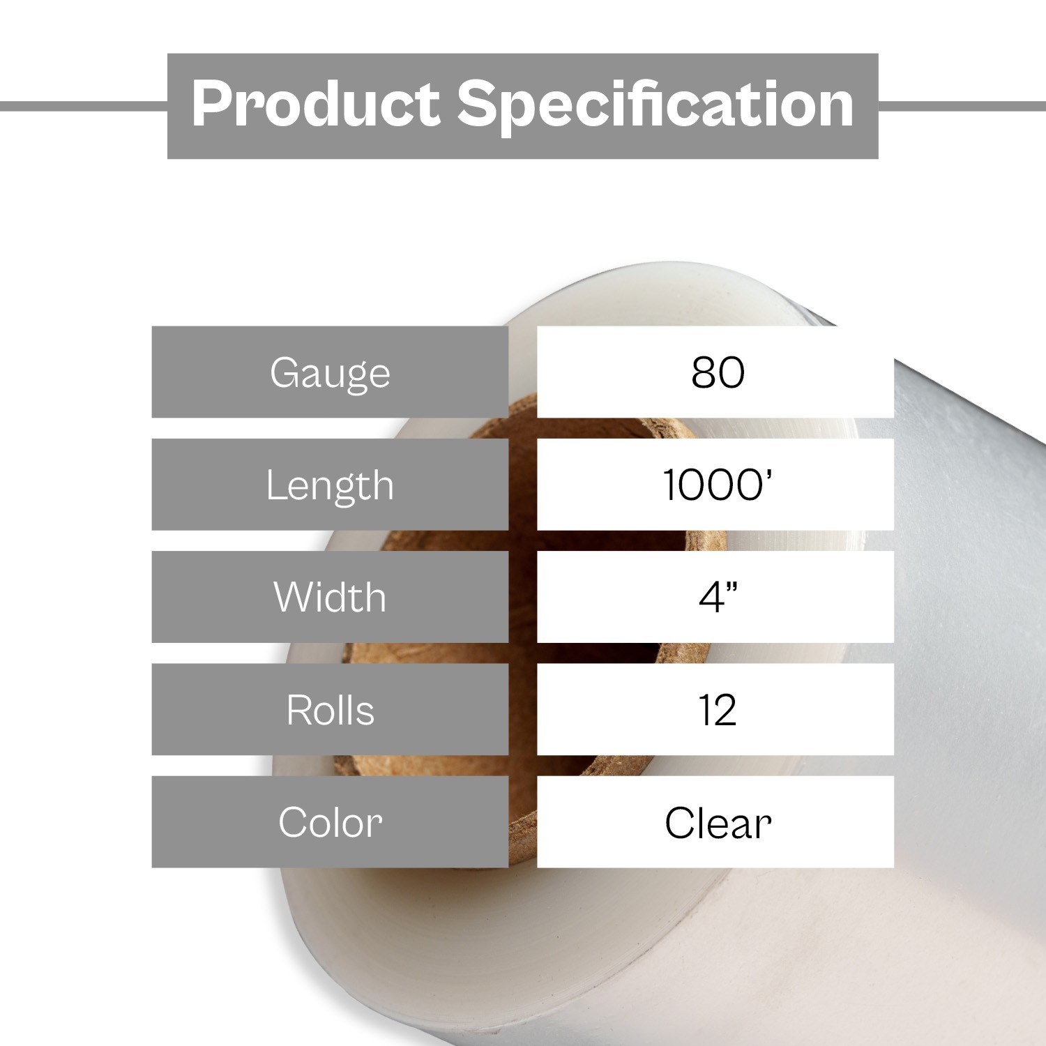 12 Rolls 80 Gauge Cast Hand Stretch Wrap 4″ x 1000′ Plastic Bundling Shrink Film