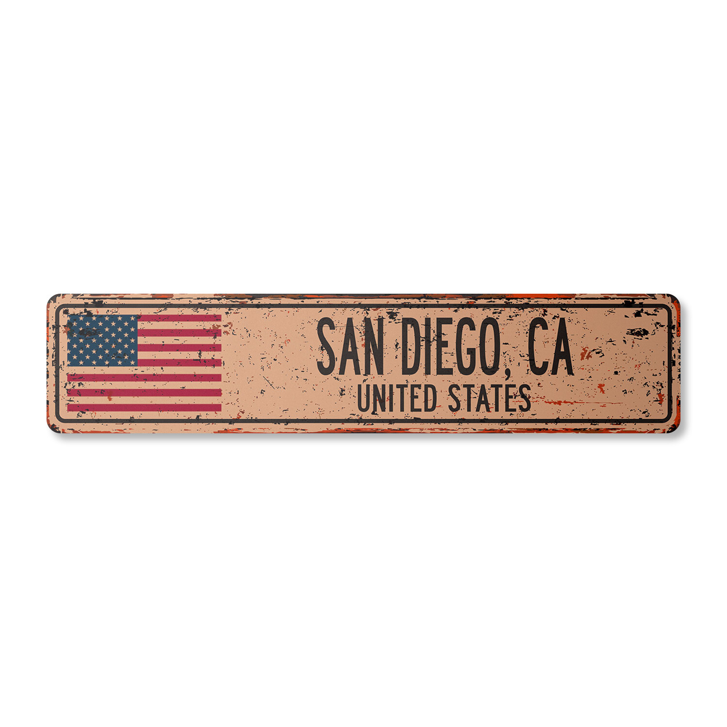 SAN DIEGO CA UNITED STATES Vintage Street Sign American flag city country rustic