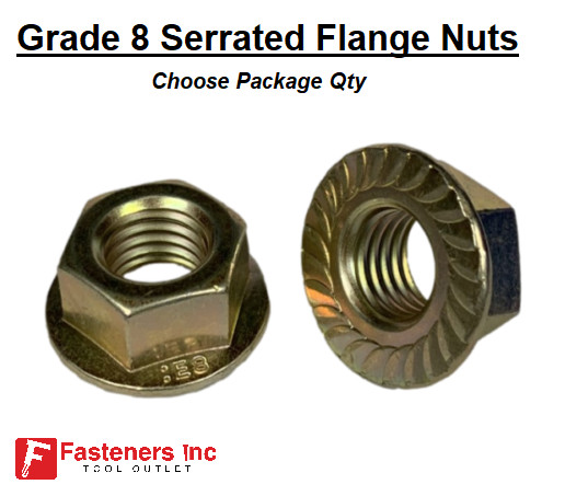 Grade 8 Serrated Flange Whiz Lock Nuts Coarse Zinc Yellow (Pick Size & Qty)
