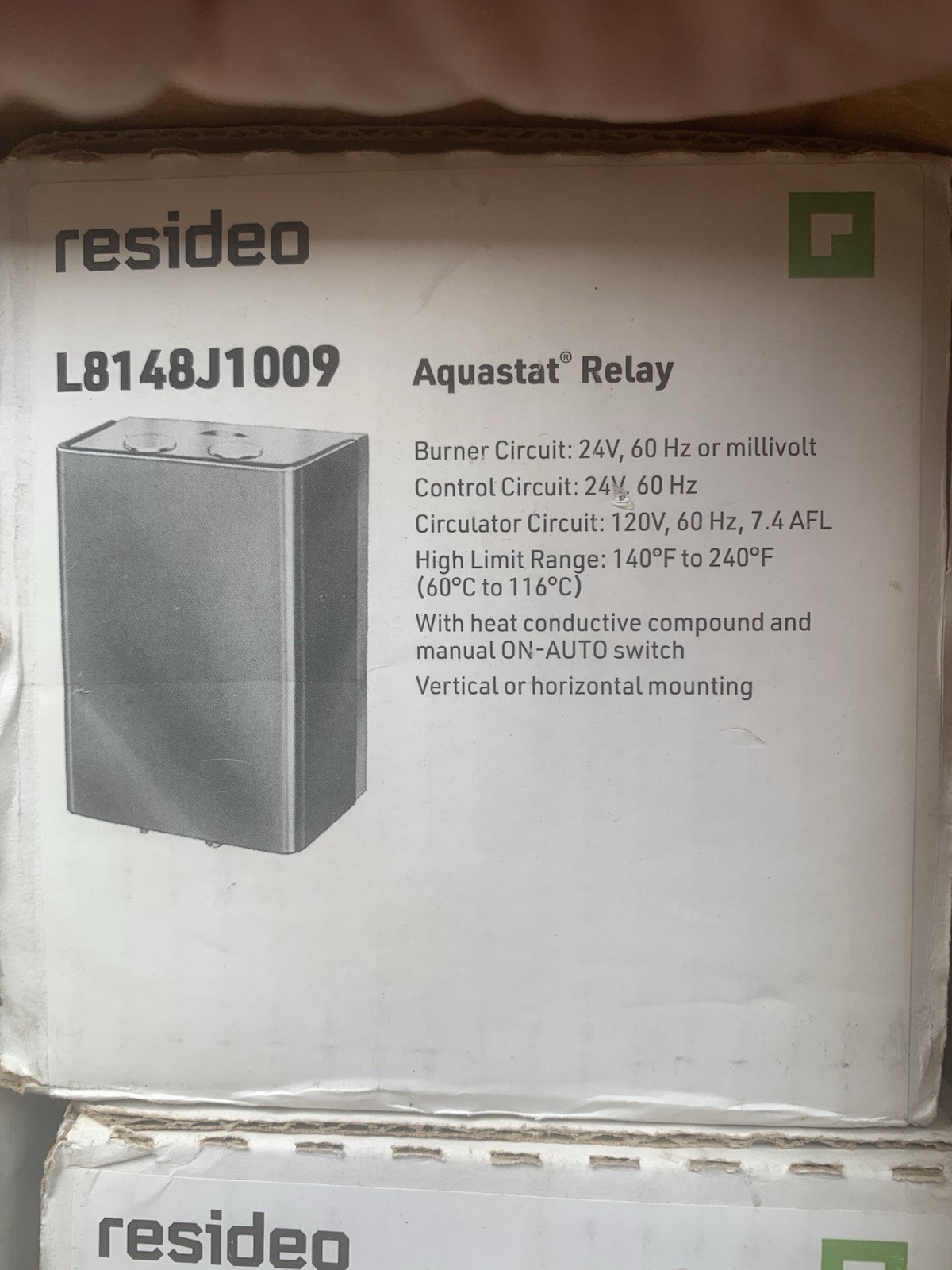 Resideo L8148J1009/U High Limit Aquastat 180-240°F Range, 8°F Fixed Differential