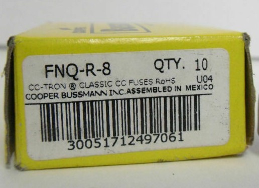 New Lot Bussmann FNQ R 8 Amp Fuses Class CC 600 Volts NIB