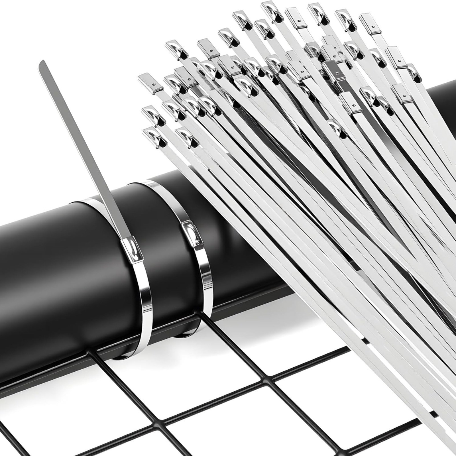 Metal Zip Ties with Stainless Steel Cable Tie Gun, Special Tool For Silver