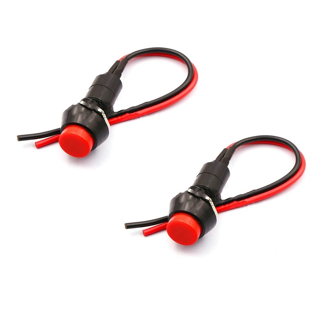 2x Red Round Circle Momentary Reset Push Button Switch Wired Car/Truck AC/DC 12V