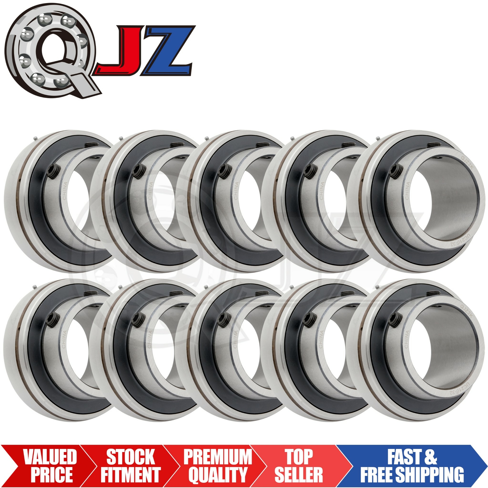 [Qty.10] New UC210-32 Insert Ball Bearing w/ Set-Screw Locking For 2″ Shaft