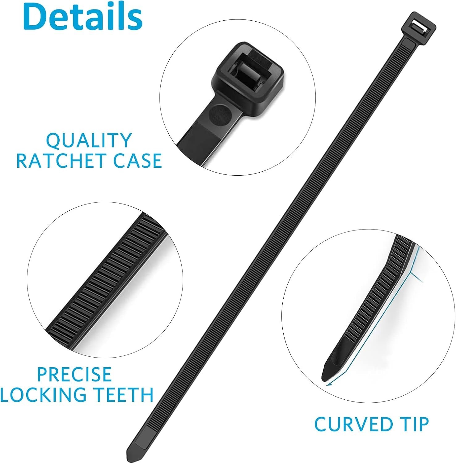 Reusable 12 Inch Zip Ties, 1000 Count, Weatherproof for Indoor and Outdoor Use