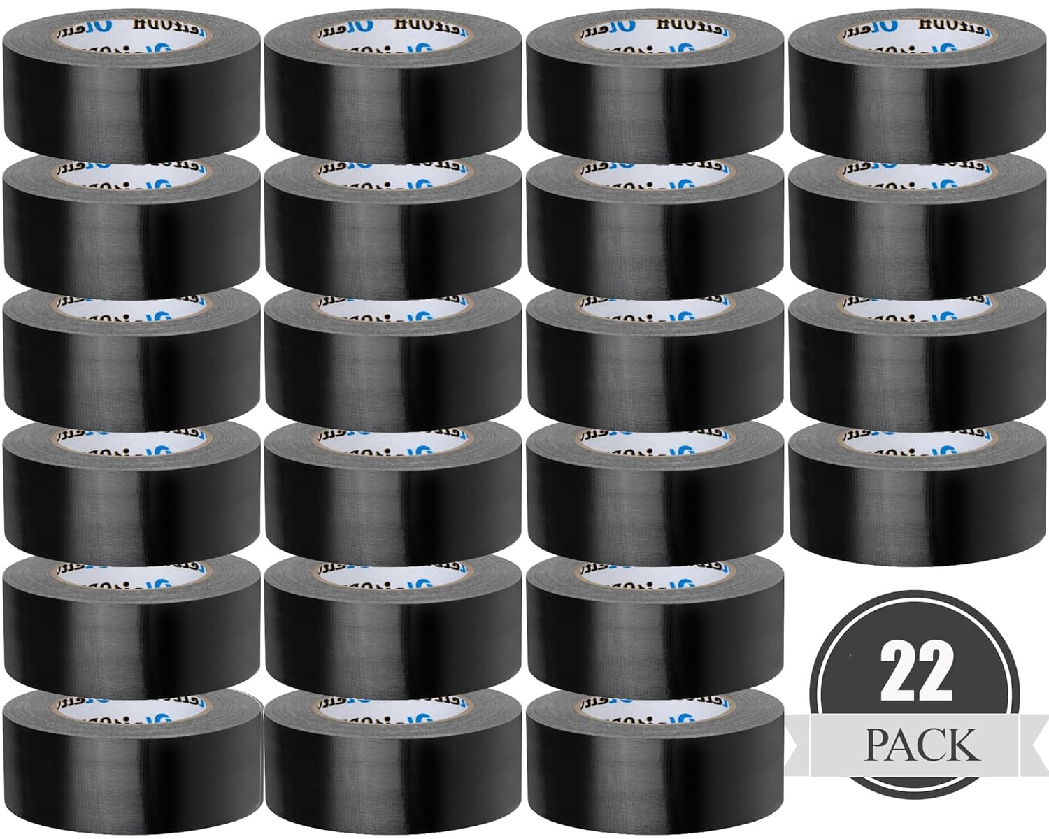 22 Pack Black Duct Tape Bulk, 2 Inch Heavy Duty (Total 660 Yards), Strong No Res