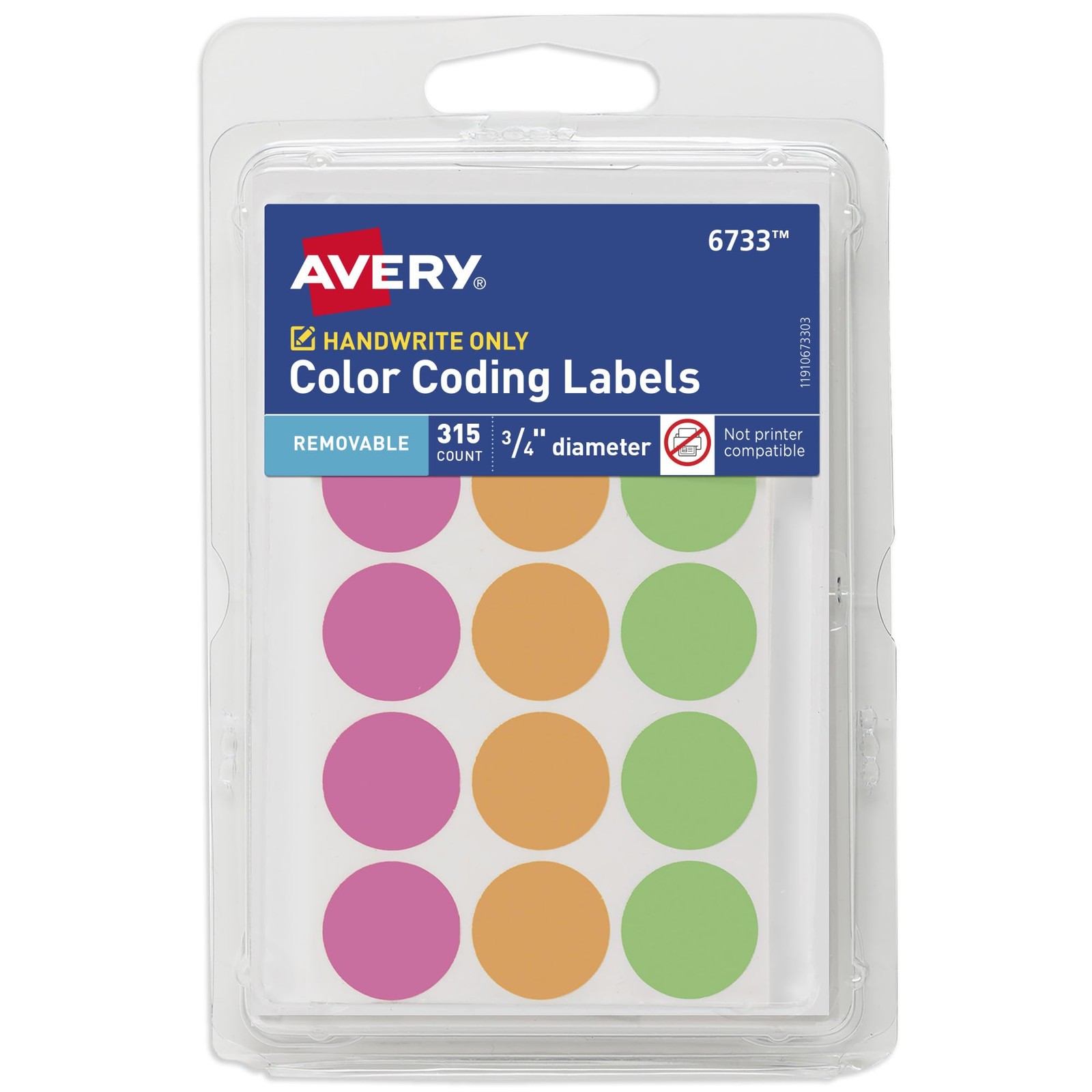 Avery Color-Coding Removable Labels, 3/4 Inch Round One Size, 0